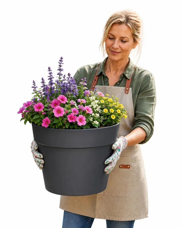 BigDean Classic Blumentopf 40cm anthrazit Wasserspeicher