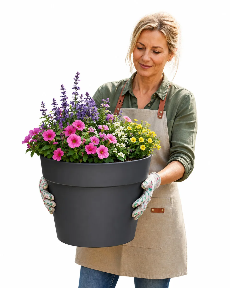 BigDean Classic Blumentopf 40cm anthrazit Wasserspeicher