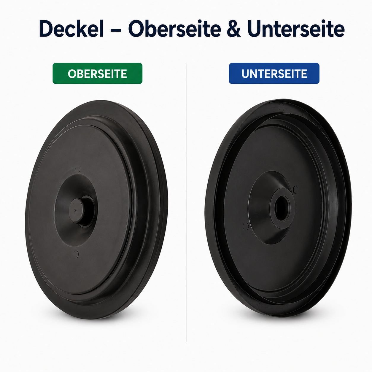 BigDean Deckel Universaltonne 100 Liter Schwarz Kunststoff