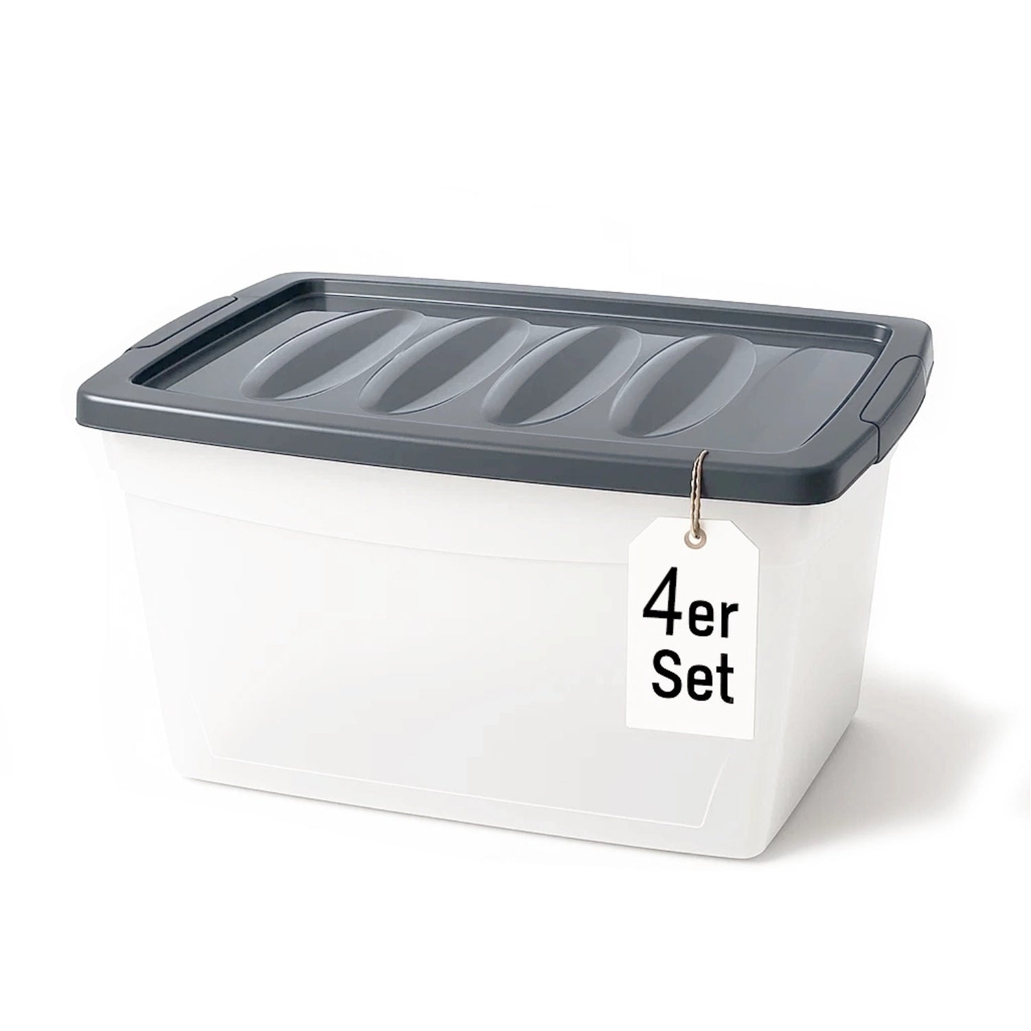 BigDean Budget Line Aufbewahrungsbox 4x 60 L mit Deckel transparent