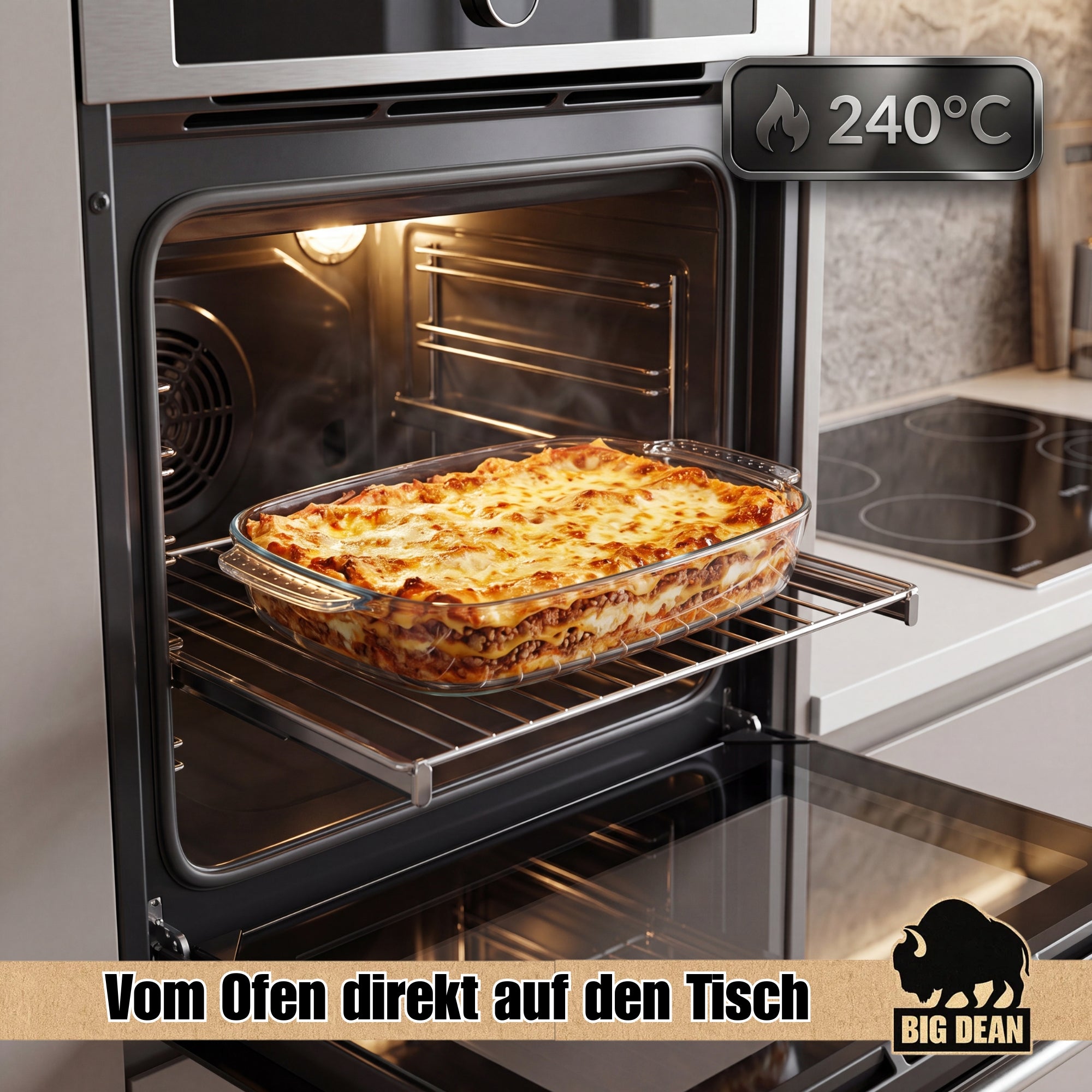 BigDean Küche Auflaufformen Glas Borosilikat 3er Set Ofenformen