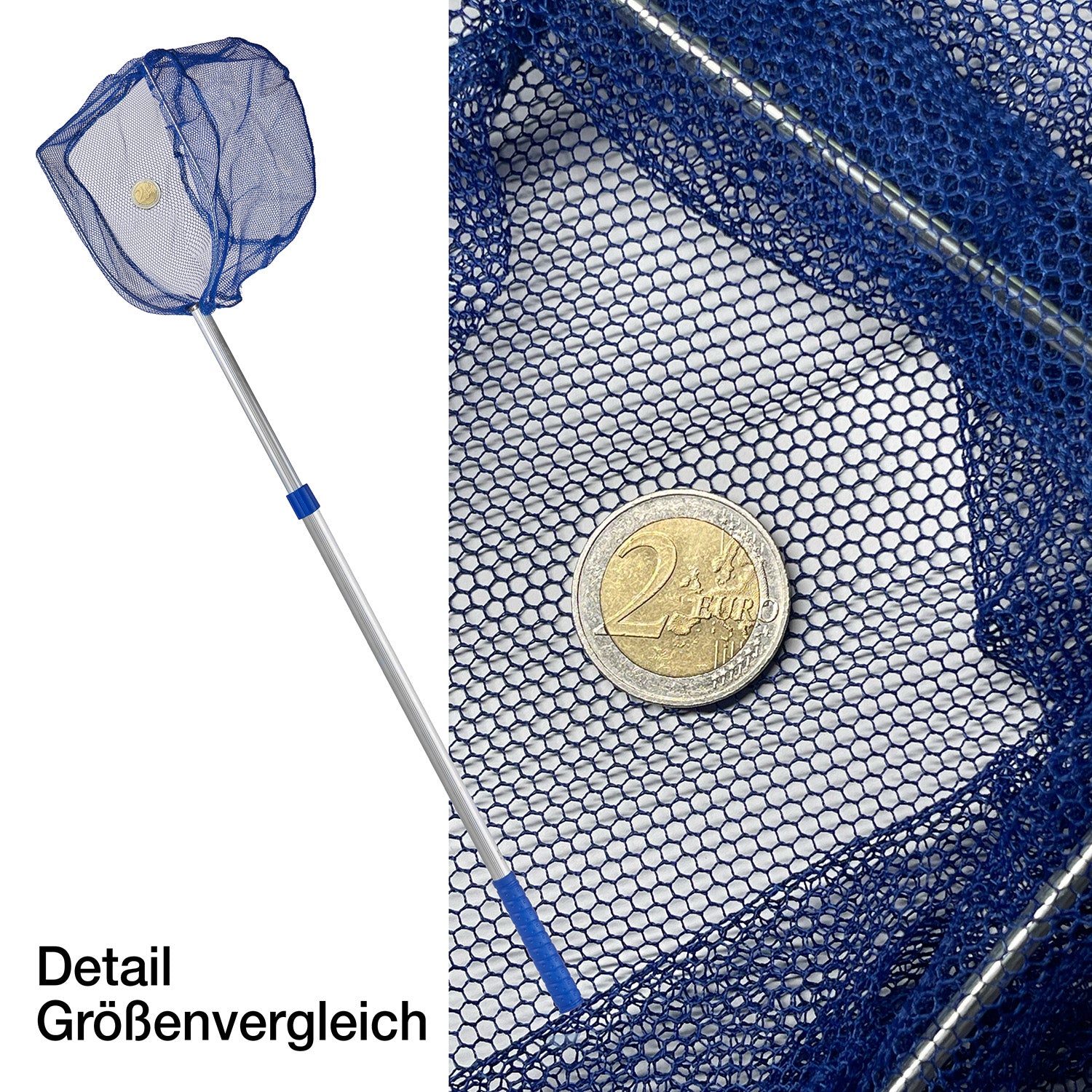BigDean Kescher Teleskop 75-121 cm 2er Pack 2 mm Nylon-Netz