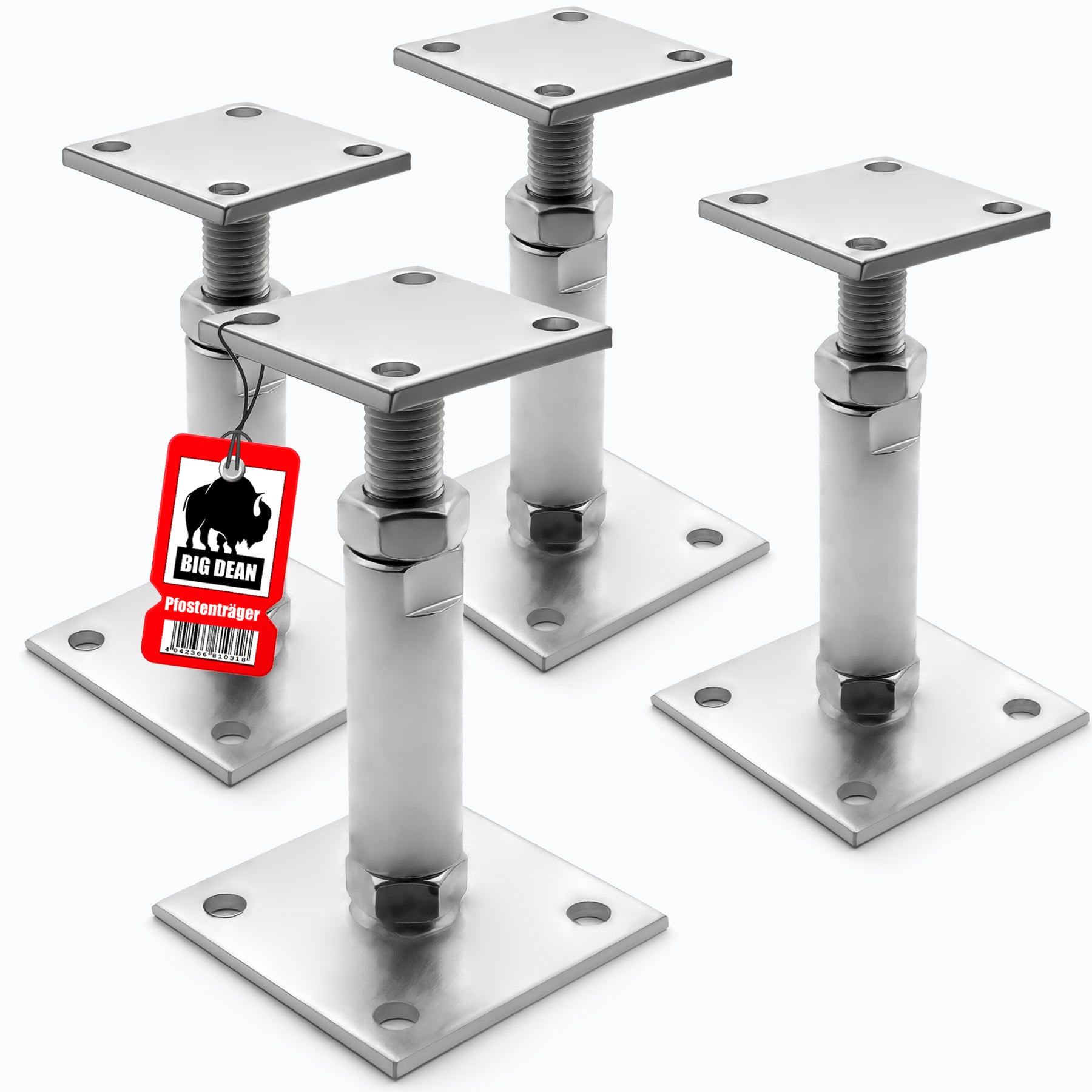 BigDean Werkzeug Pfostenträger 150-190mm verzinkt 4 Stück