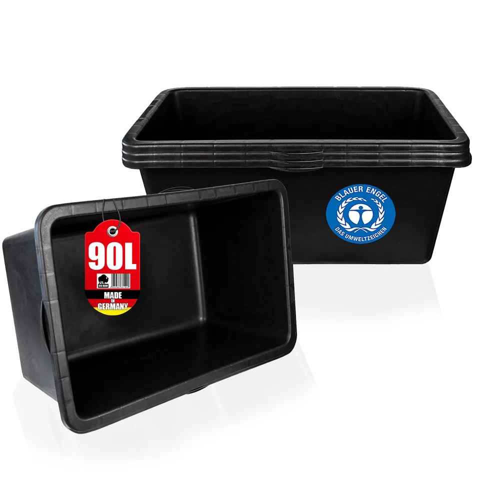 BigDean 3x Mörtelkasten 90 L Eckig Schwarz 79x49x30 cm