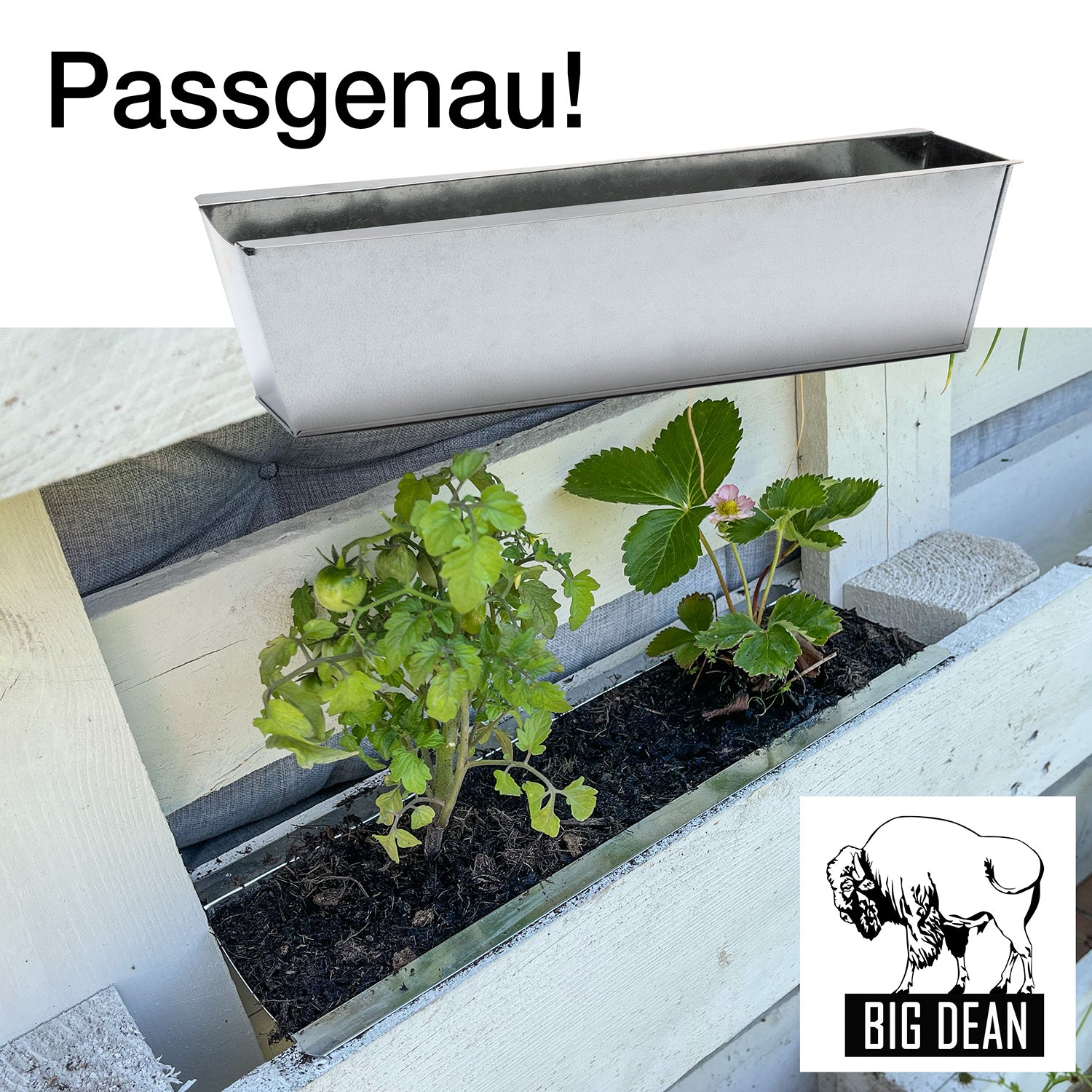 BigDean Garten Pflanzkasten Zink 38cm silber 4er Set verzinkt