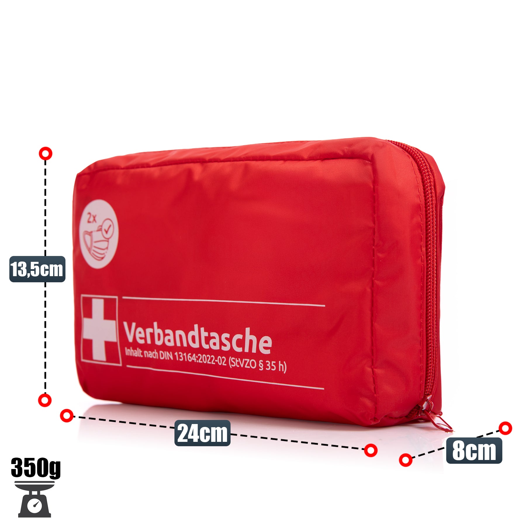 BigDean Verbandskasten DIN 13164 rot 2er Set Auto Erste Hilfe