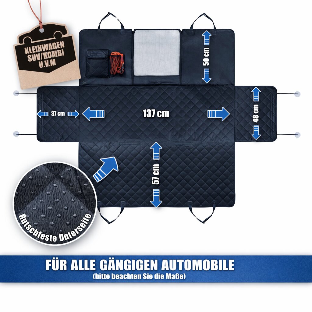 BigDean Hundedecke Auto Rücksitz 600D Oxford mit Sichtfenster