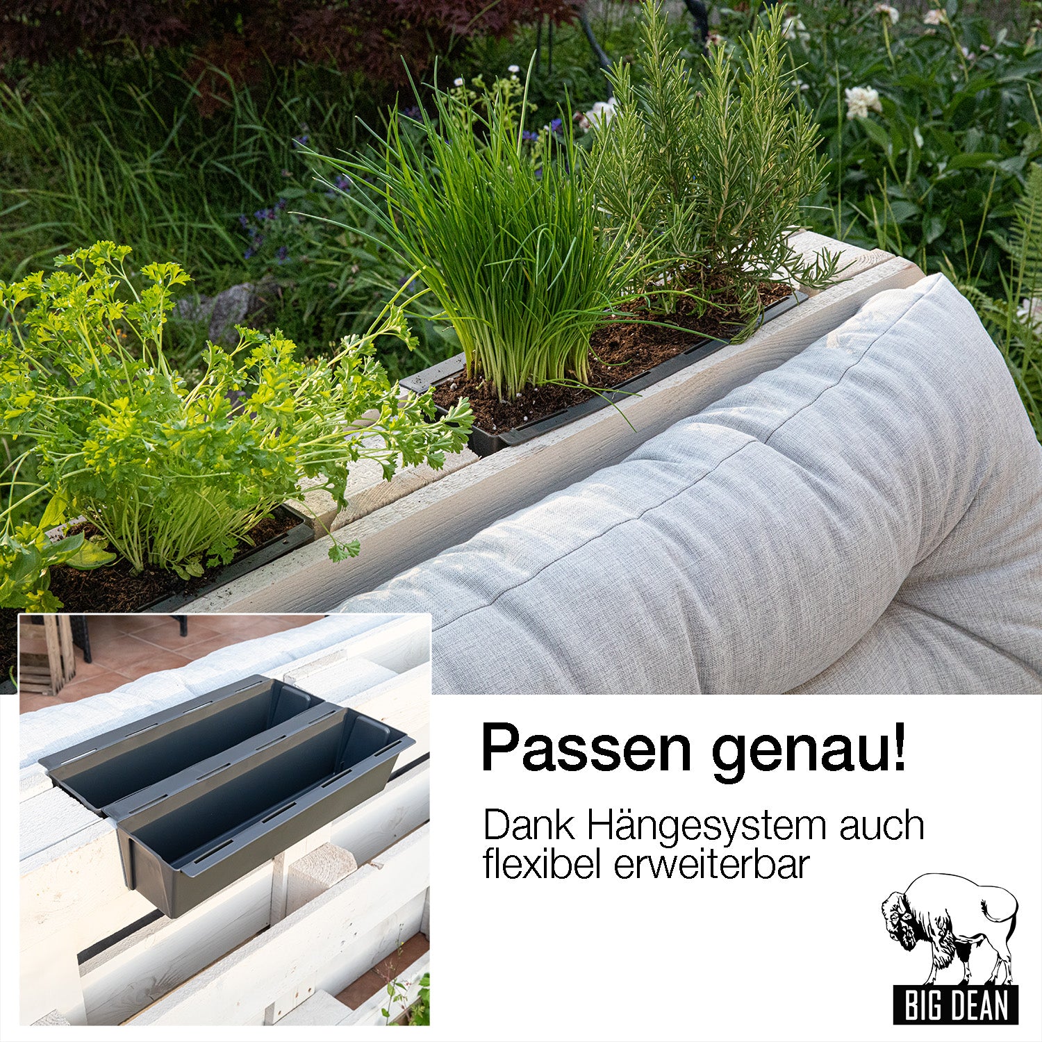 BigDean Paletten Blumenkästen 37cm anthrazit 4er Set