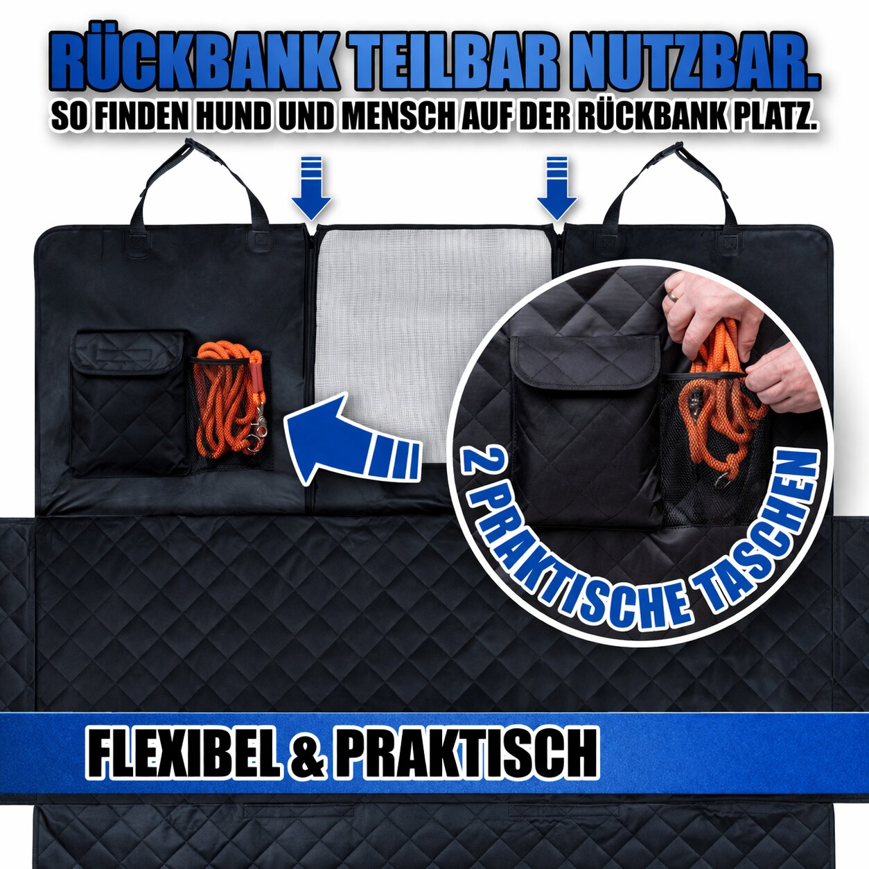 BigDean Hundedecke Auto Rücksitz 600D Oxford mit Sichtfenster