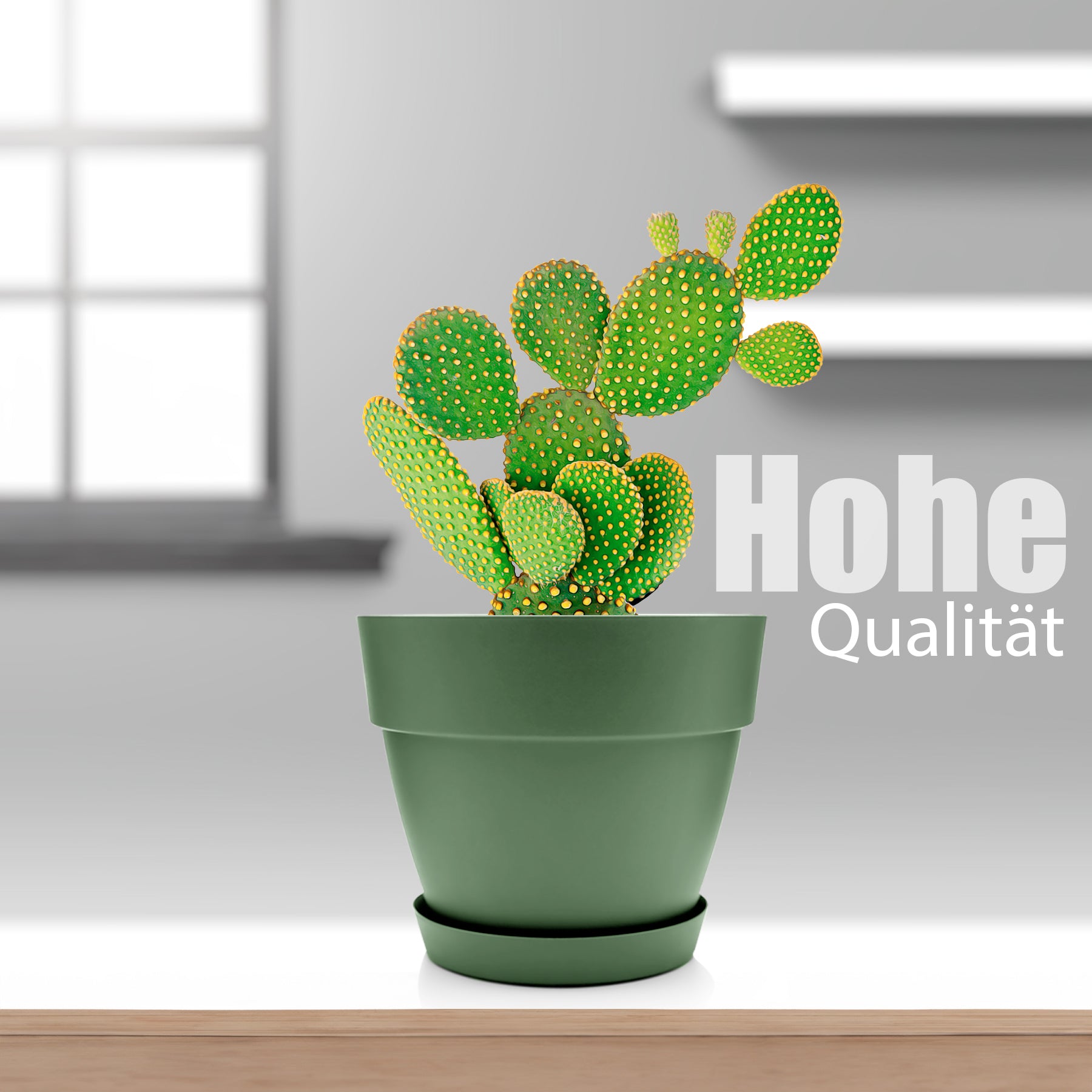 BigDean Garten Blumentopf olivgrün 47 cm 3 Stück Untersetzer