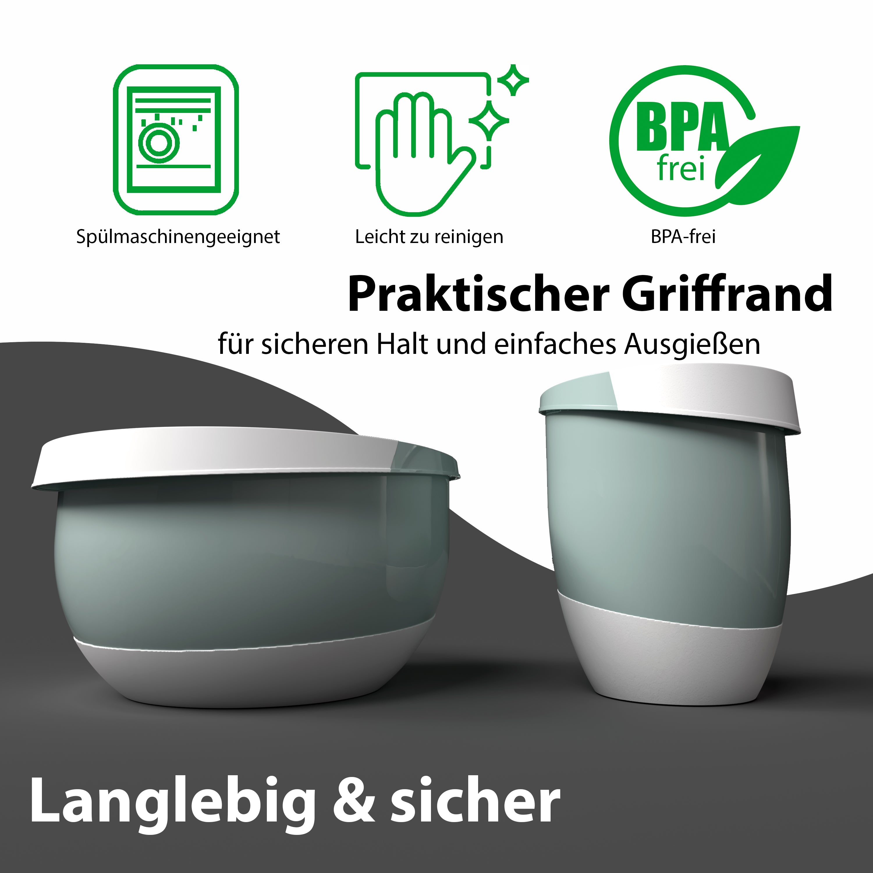 BigDean Rührschüssel Quirltopf 3er Set mit Spritzschutz