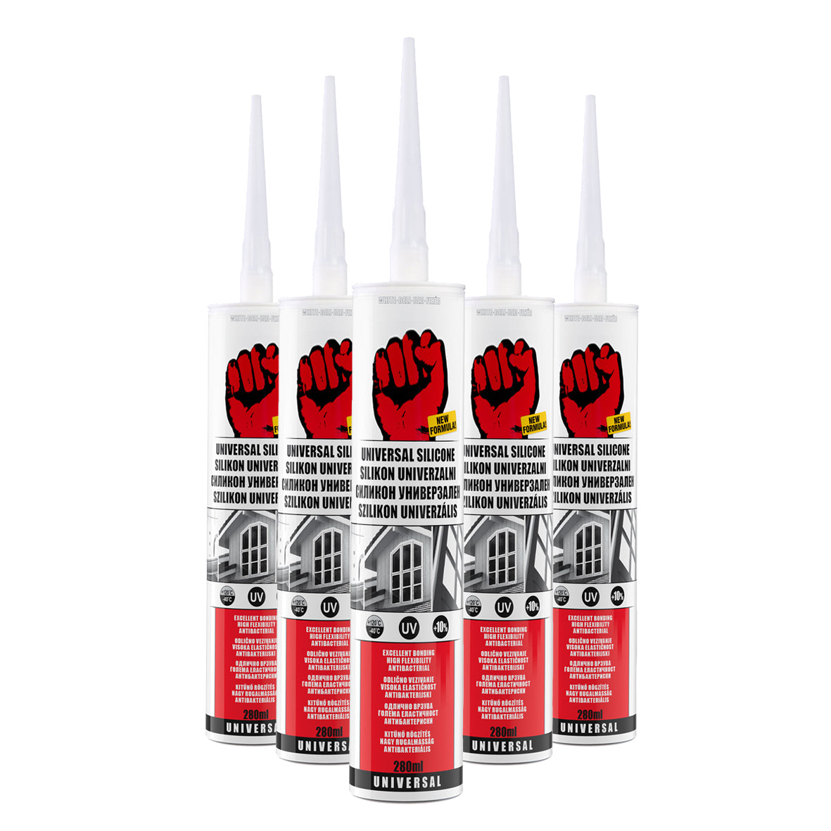 BigDean Universal Silikon Weiß 5x 280 ml Bausilikon Kartusche
