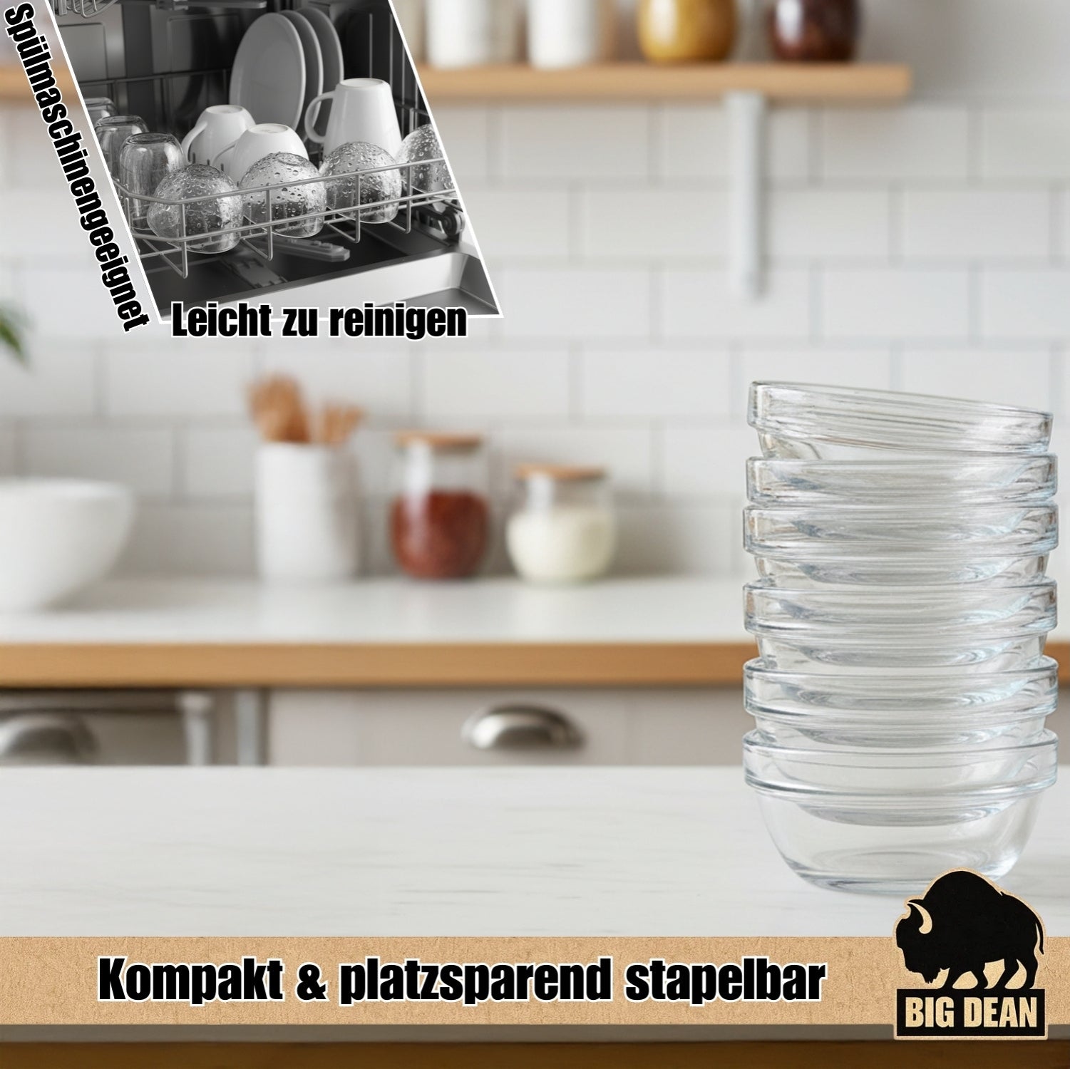 BigDean Küche Glasschüssel 6cm 40ml 18er Set Glas