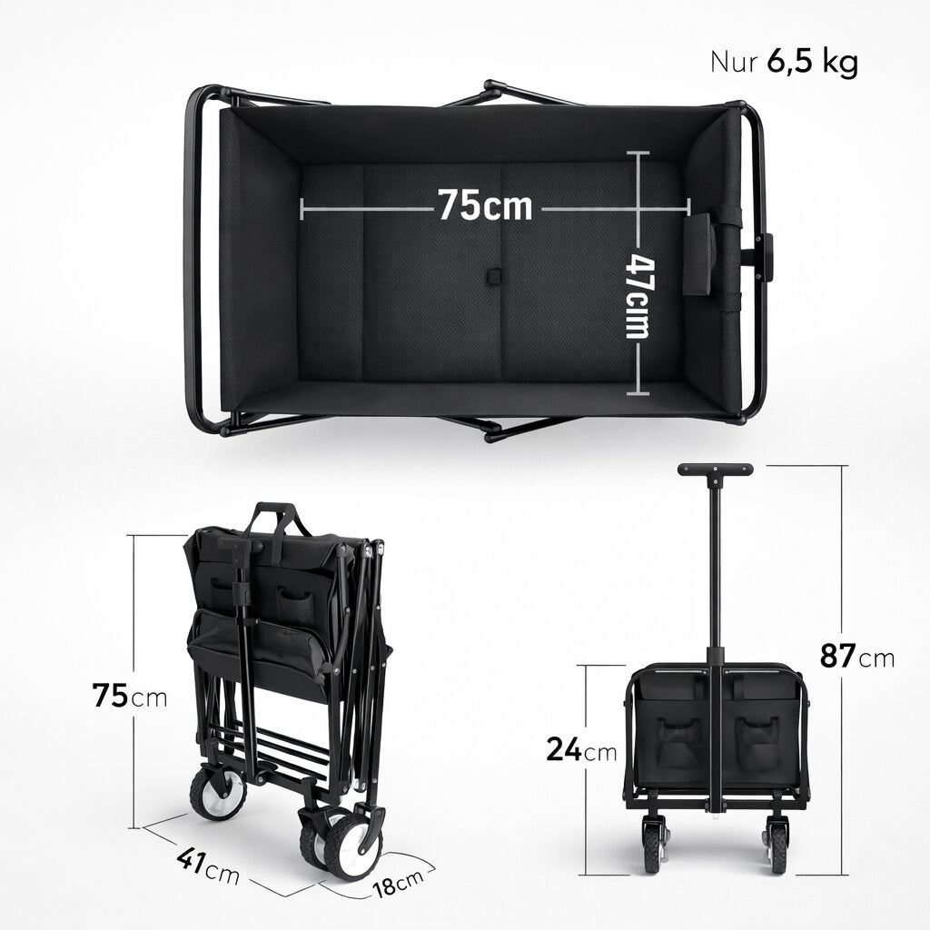 BigDean Garten & Außenbereich Bollerwagen faltbar 80kg schwarz