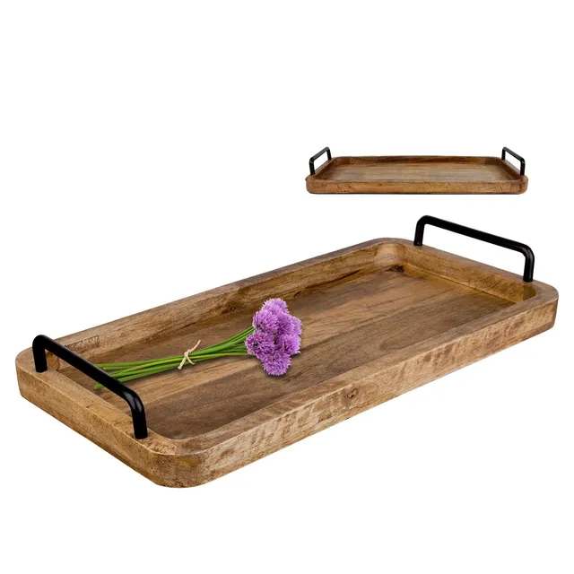 BigDean Küche Serviertablett Mangoholz 50x25cm Vintage Unikat