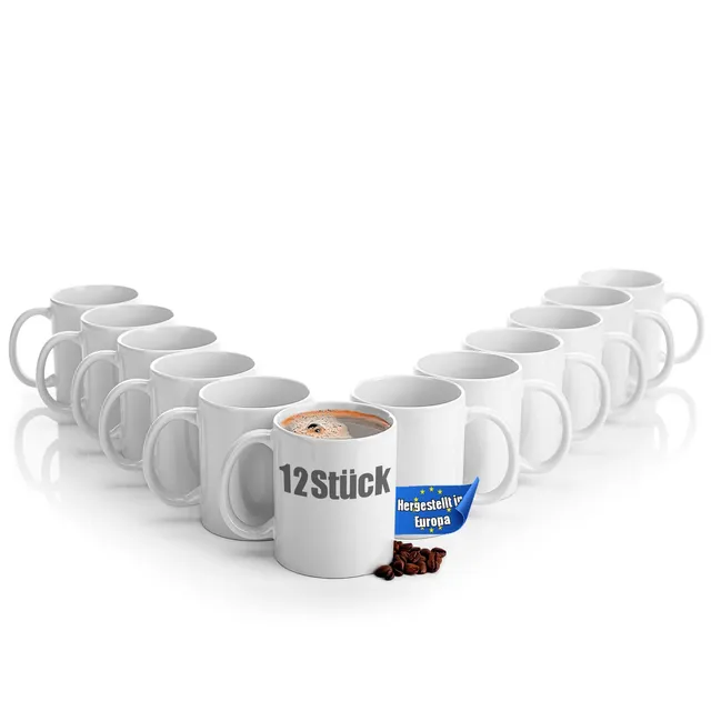 BigDean Küche Kaffeebecher weiß 300 ml 12er Porzellan