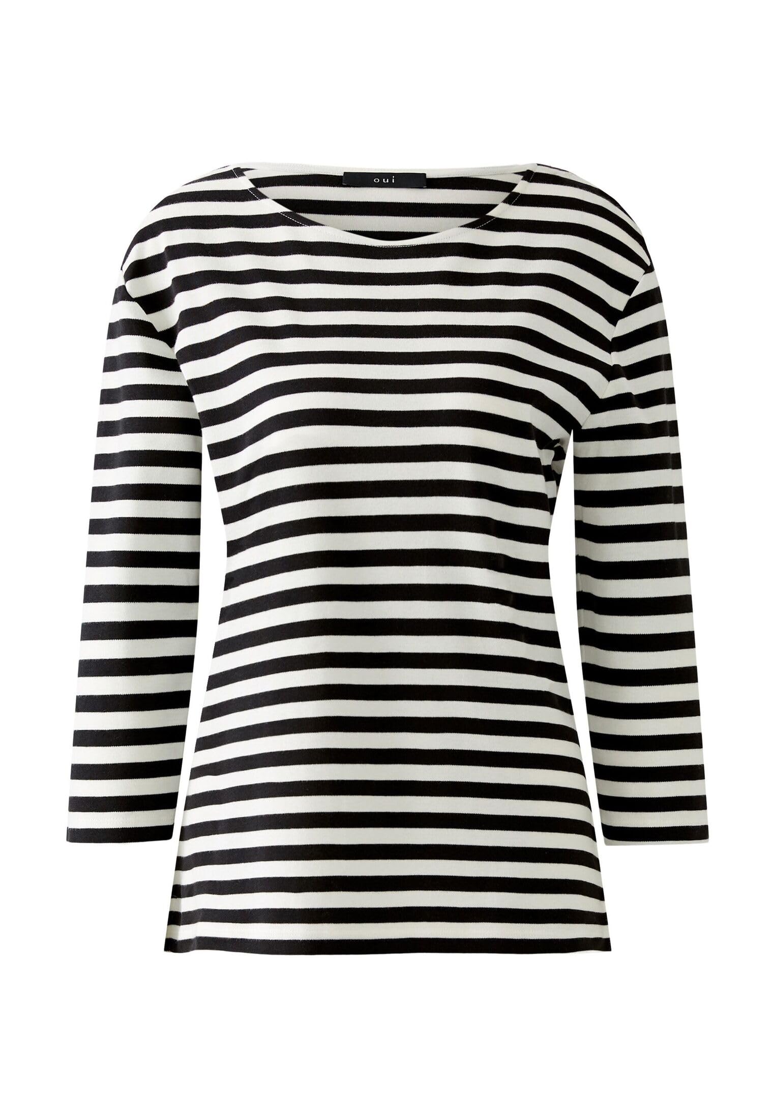 Oui SOLEILA Damen T-Shirt Gr.42 gestreift Baumwolle Black