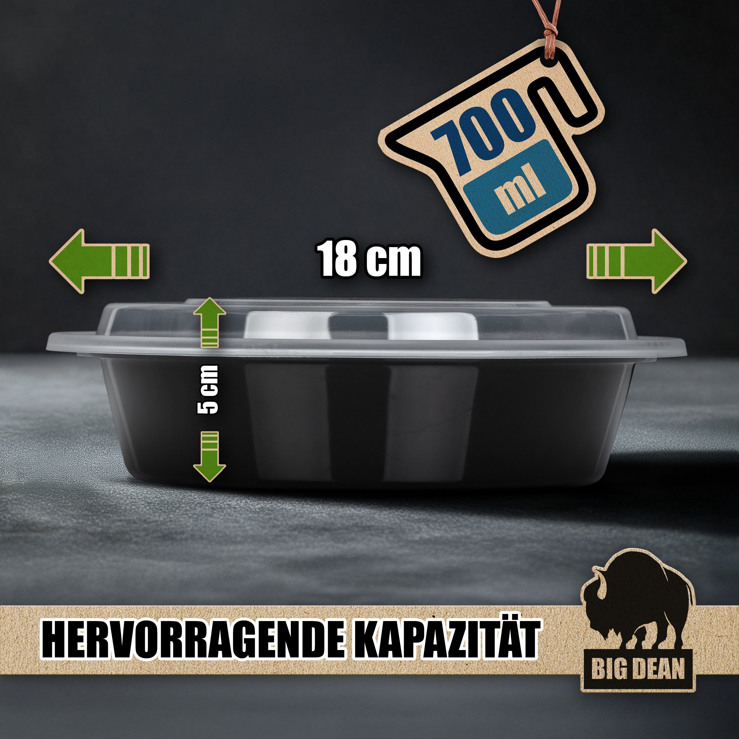 BigDean Küche Meal Prep Boxen 700ml rund 15er Set