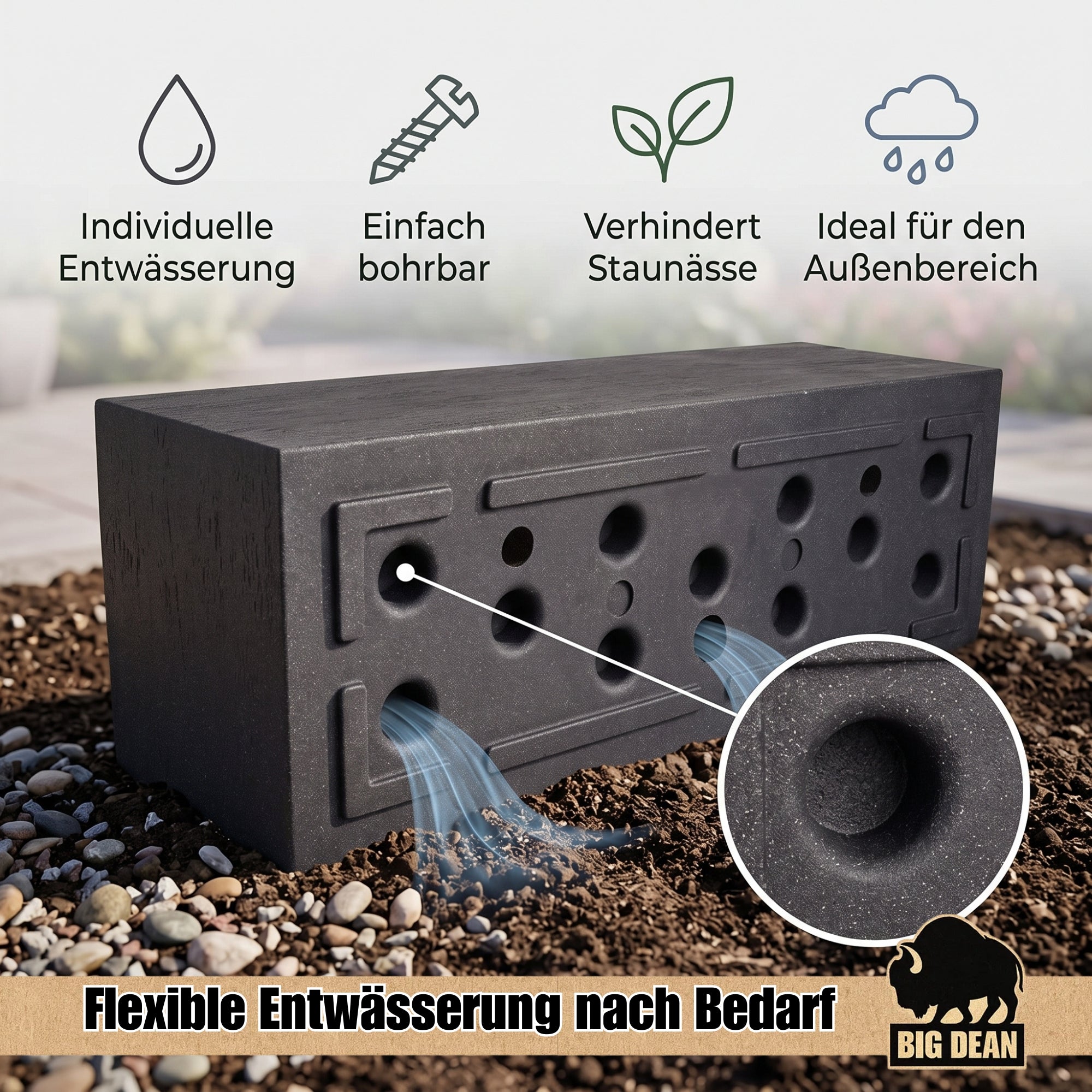 BigDean Blumenkübel XL 80x30 anthrazit Granit 57 L