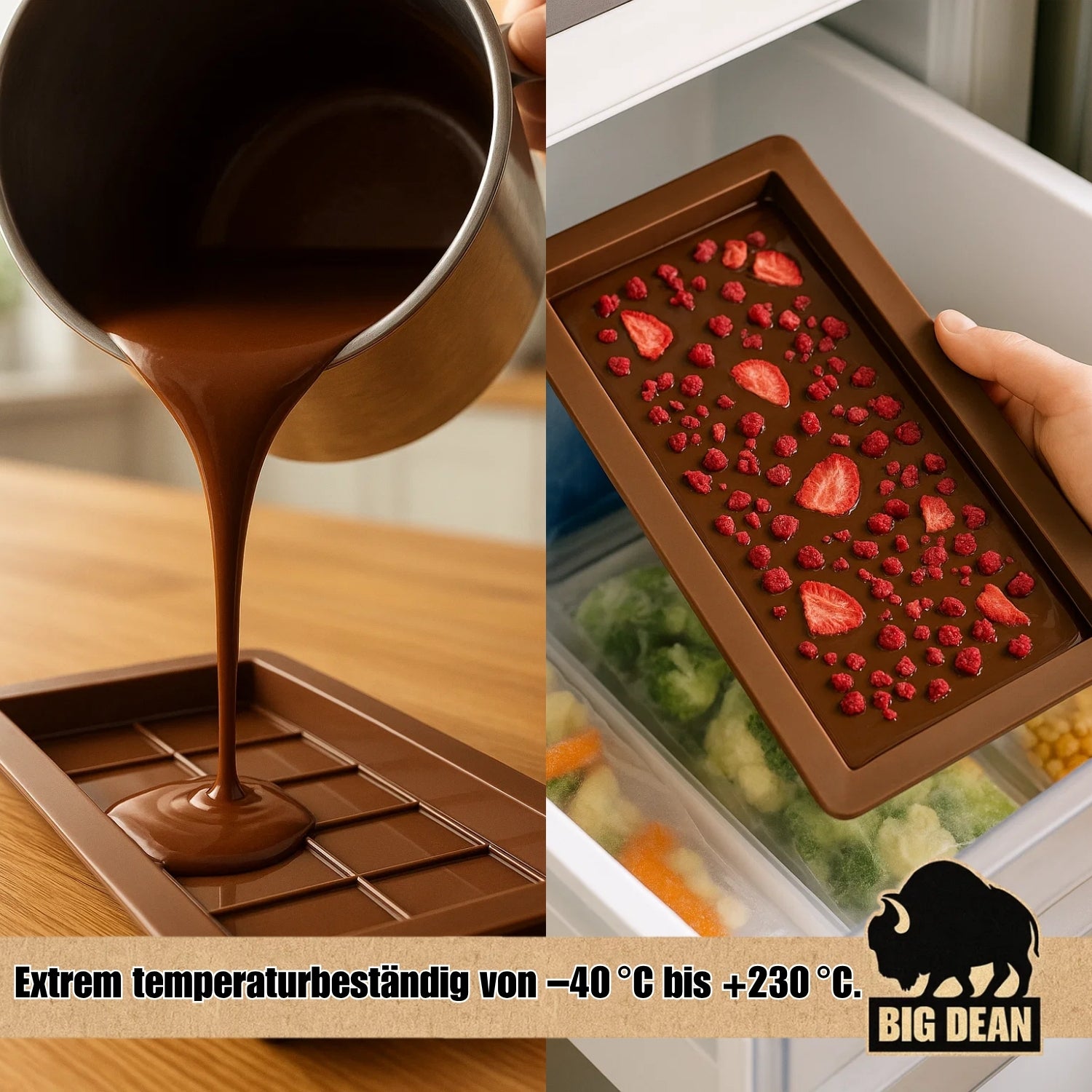 BigDean Schokoladenform Silikon tief 2er-Set Tafelform