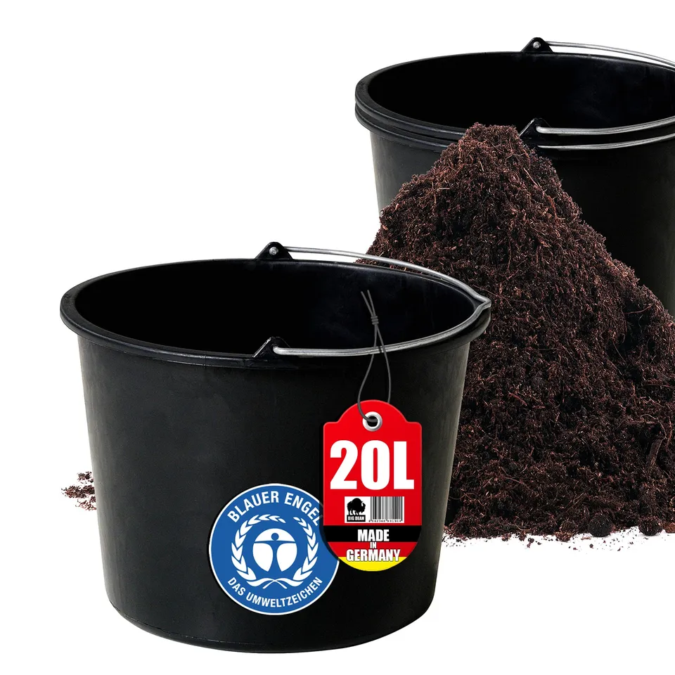 BigDean Baueimer 20L Mörteleimer Henkel 3er Set schwarz