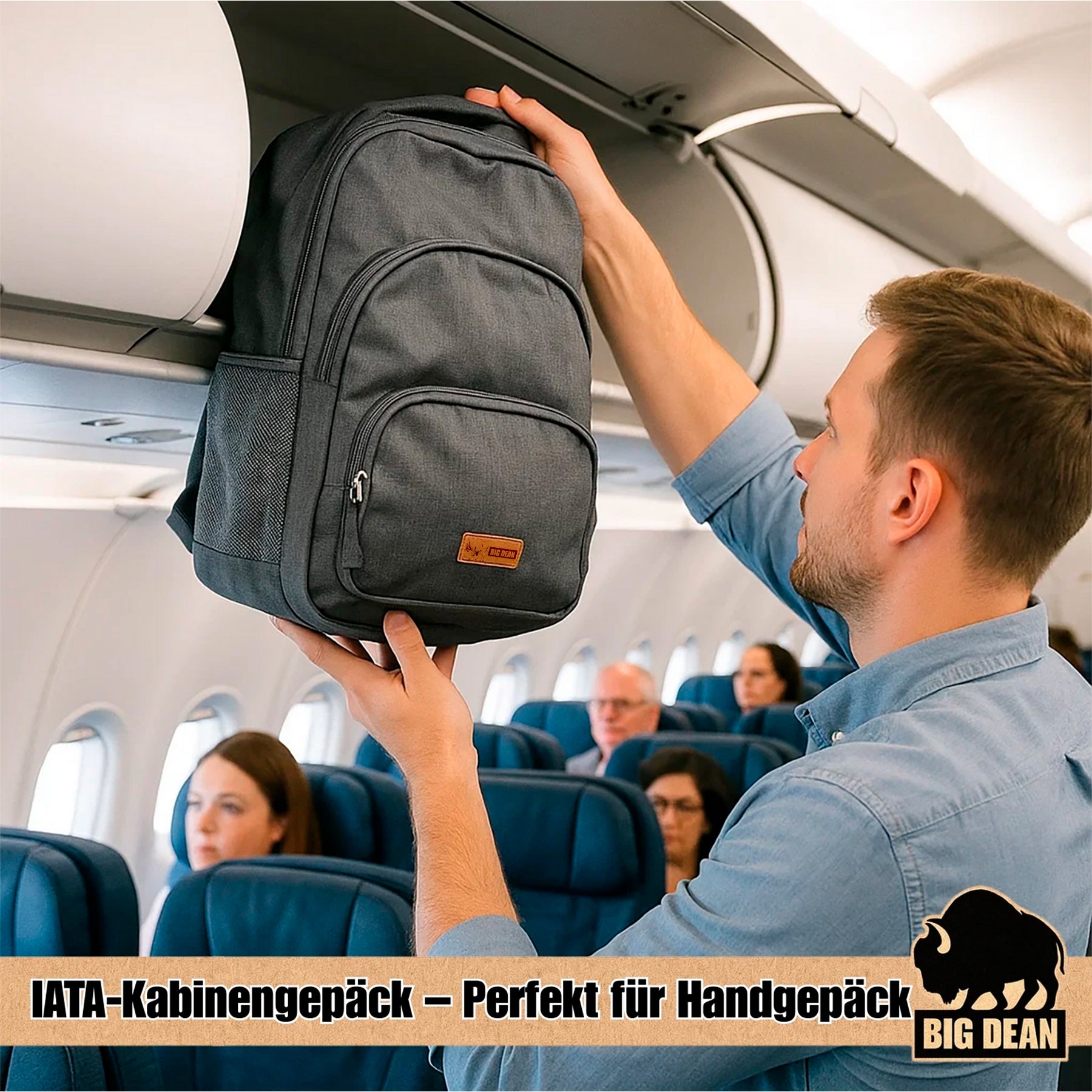 BigDean Handgepäck Rucksack 22L 15,6 Zoll schwarz