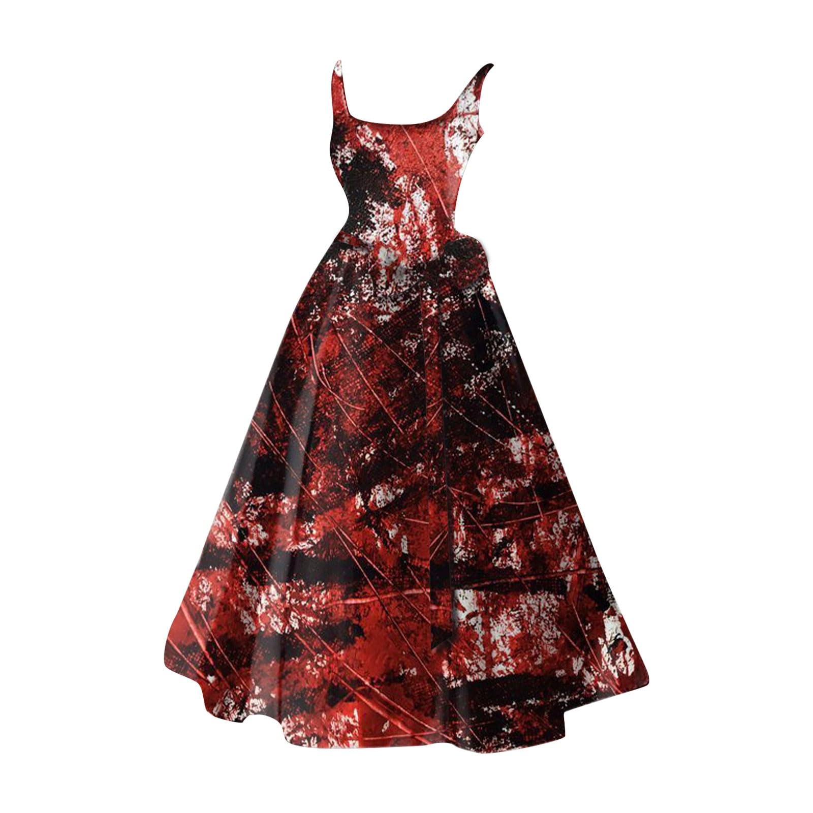 Luadnysin Halloween Kleid Damen A001 Rot Horror Braut