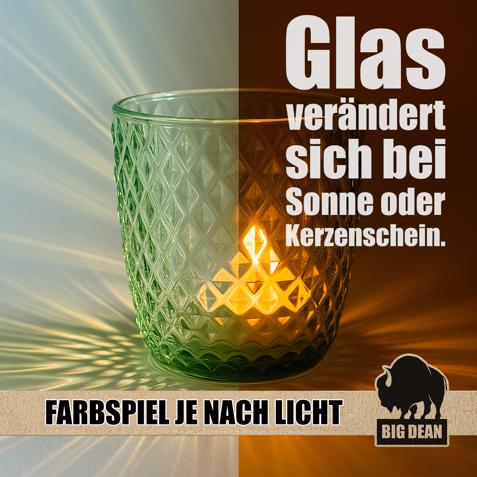 BigDean Haushalt Windlicht Glas grün 4er Set Teelichthalter
