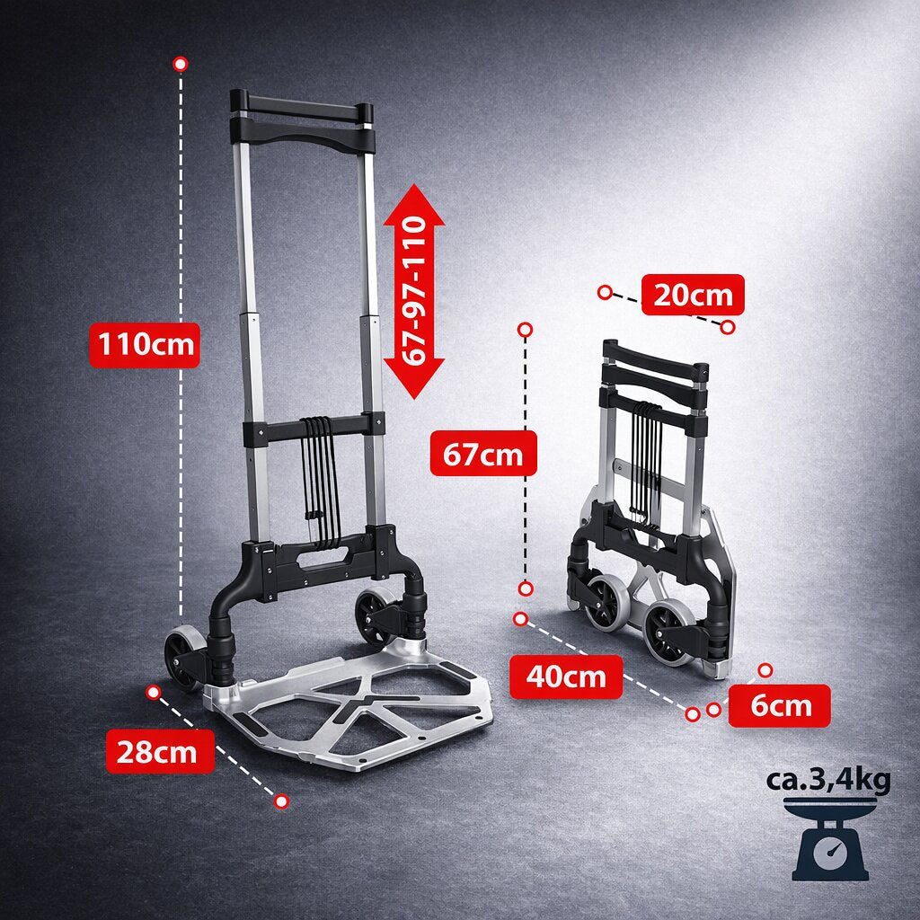 BigDean Transportkarre klappbar Aluminium Sackkarre 70 kg
