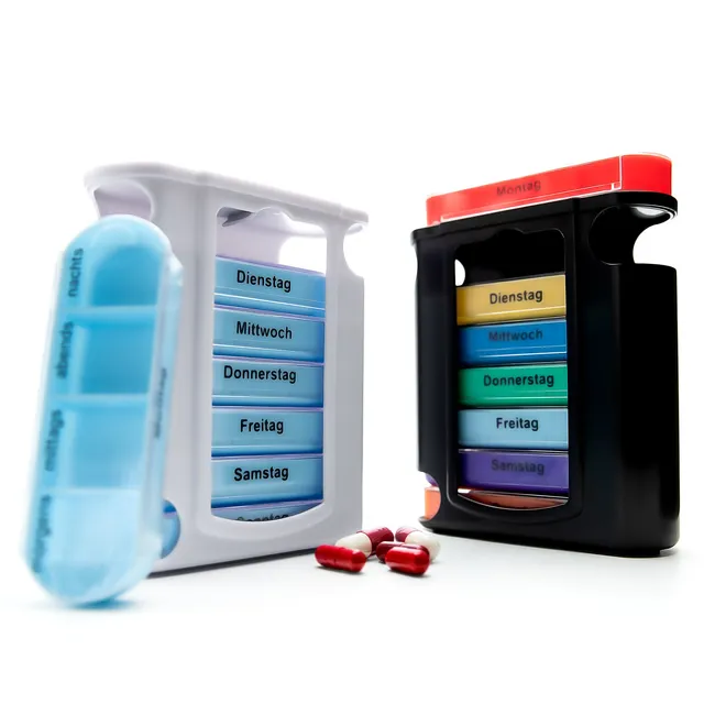 BigDean Haushalt Tablettenbox 7 Tage 2er Set Schwarz-Weiß BPA-frei