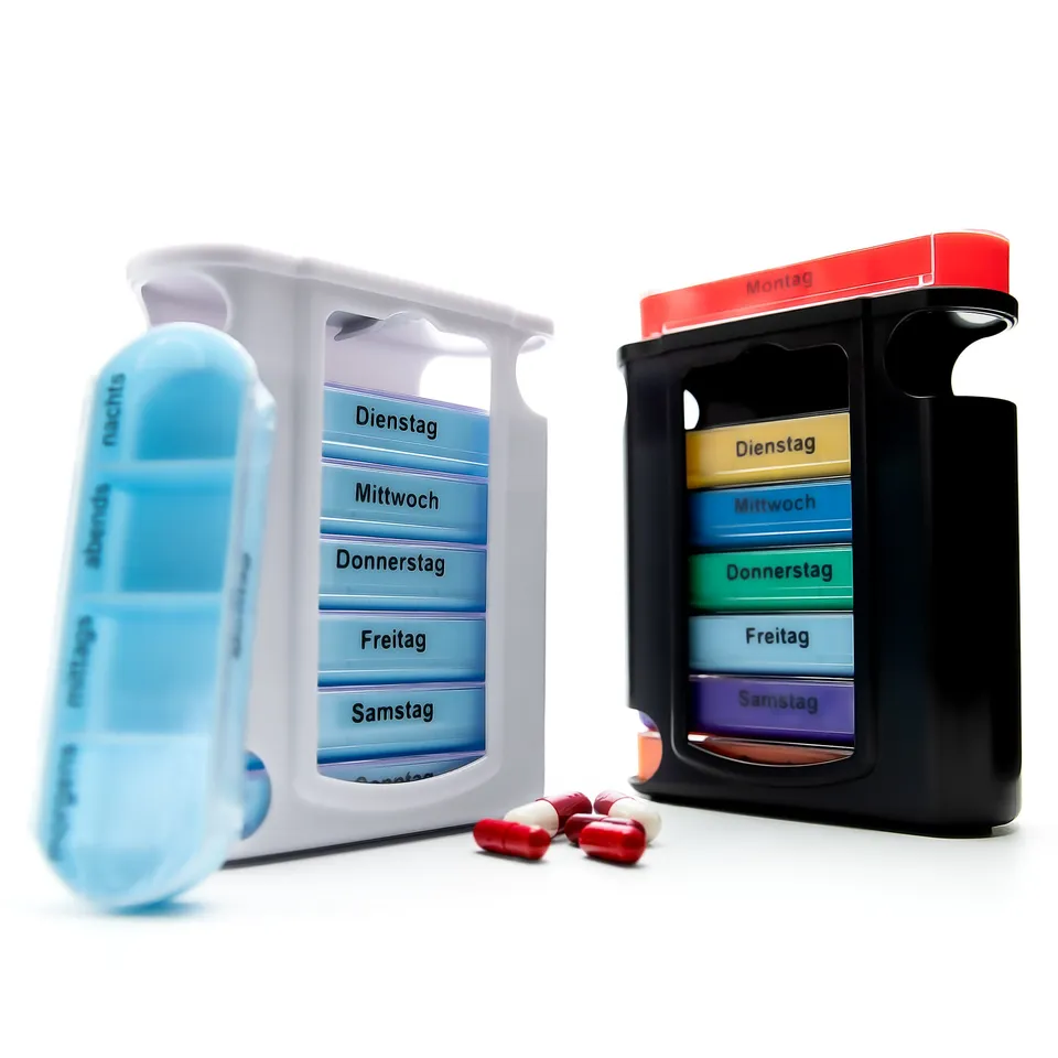 BigDean Haushalt Tablettenbox 7 Tage 2er Set Schwarz-Weiß BPA-frei