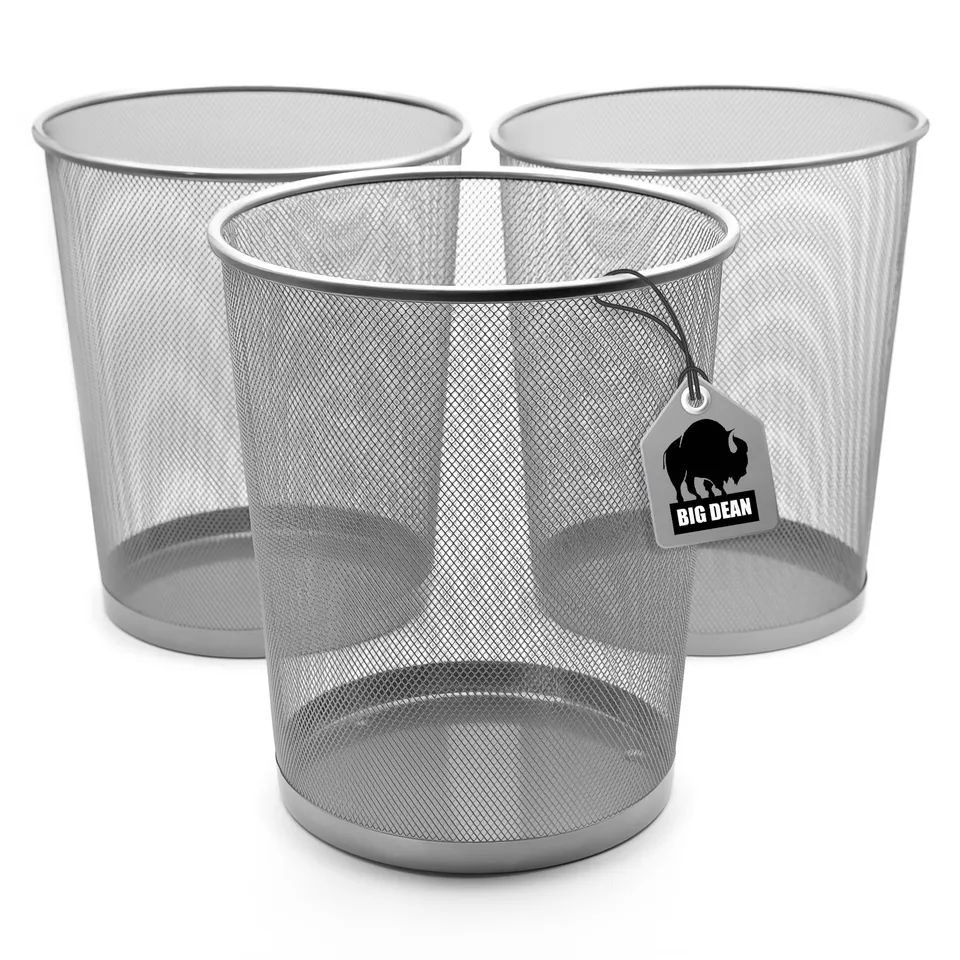BigDean Haushalt Papierkorb 20L silber Draht 3er Set Büro