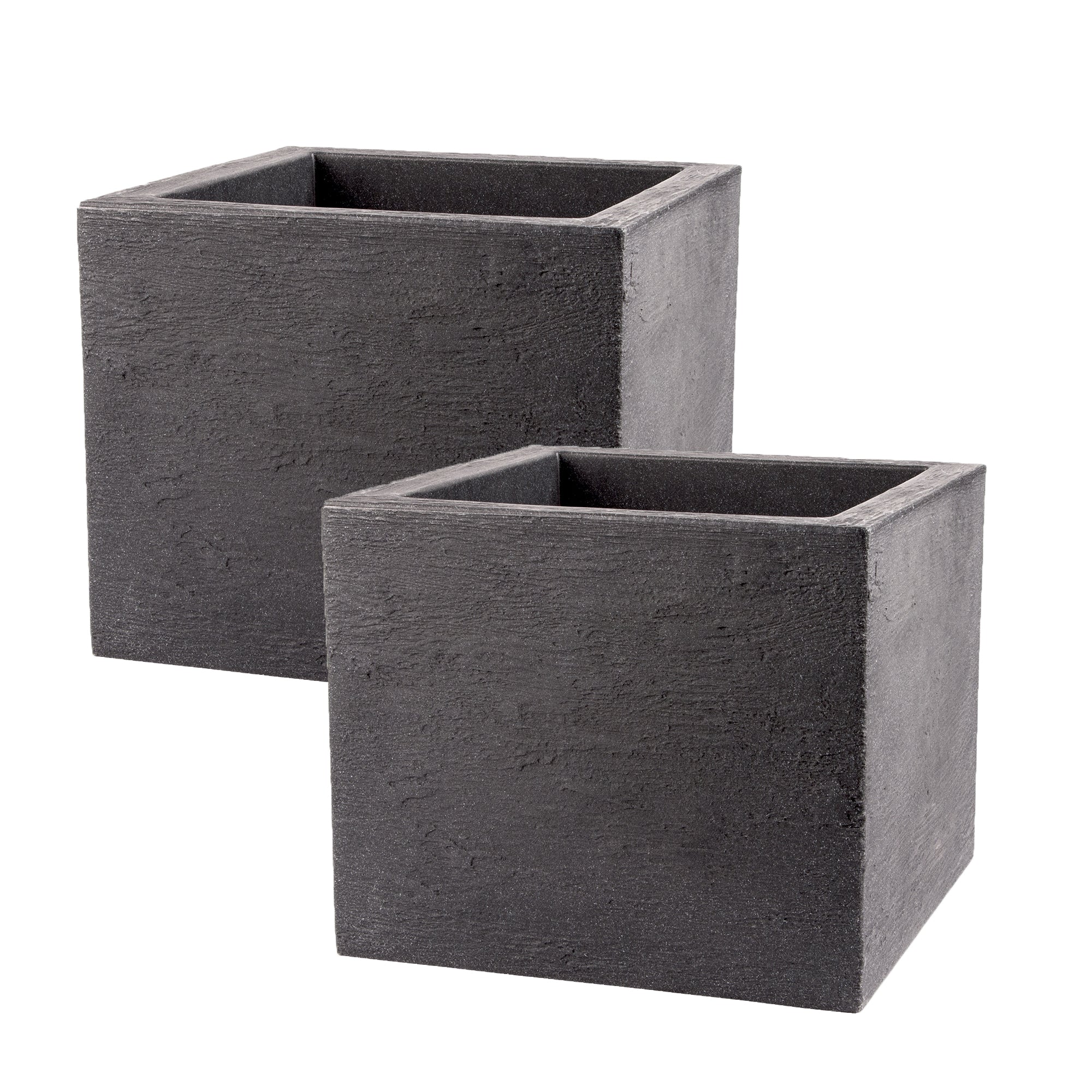 BigDean Garten Pflanzkübel 39x39cm Anthrazit 2er Set Granitoptik