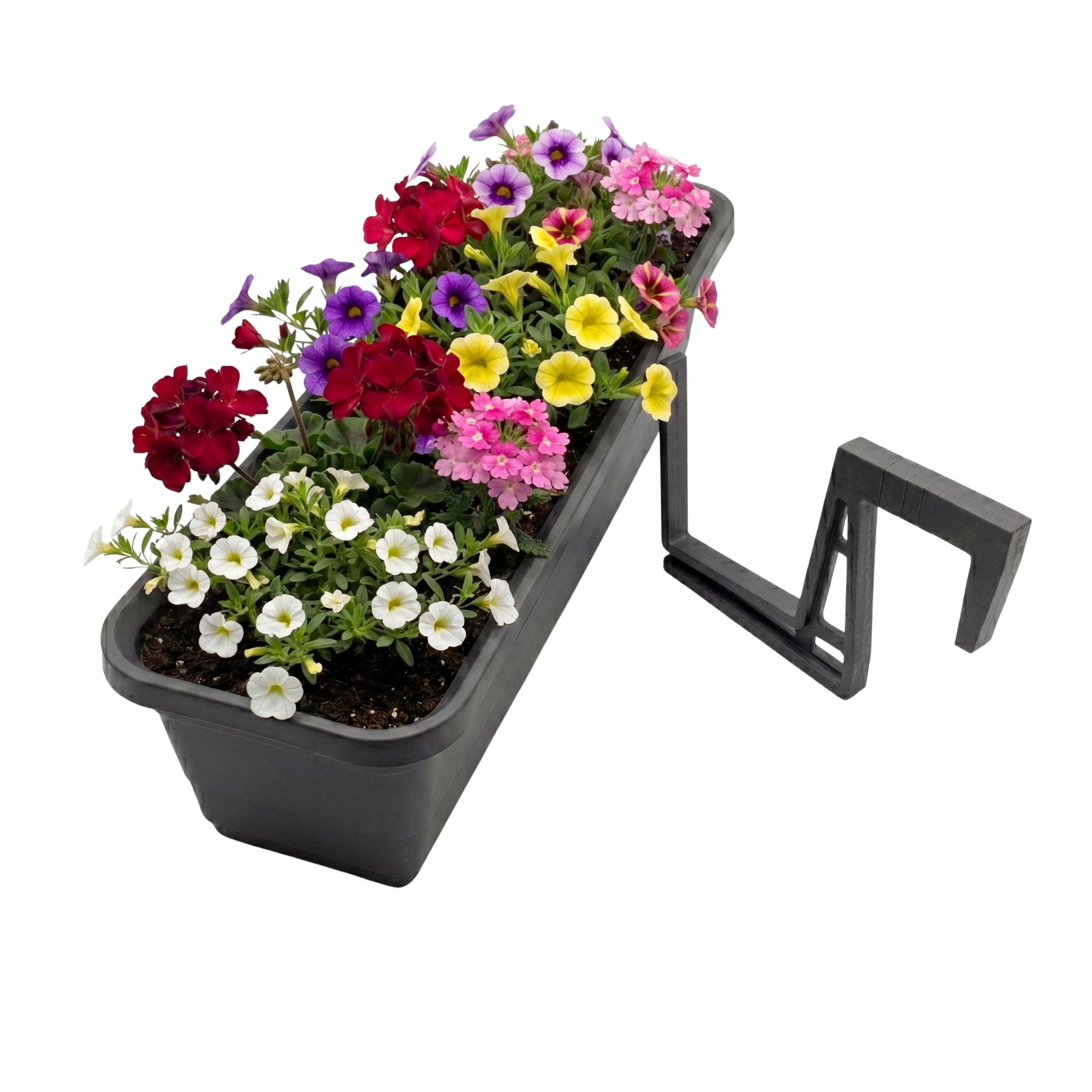 BigDean Garten Blumenkasten 60cm anthrazit 3er mit Halter