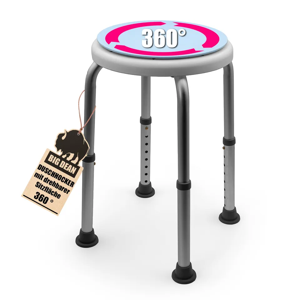 BigDean Bad Duschhocker 360° drehbar höhenverstellbar bis 136kg