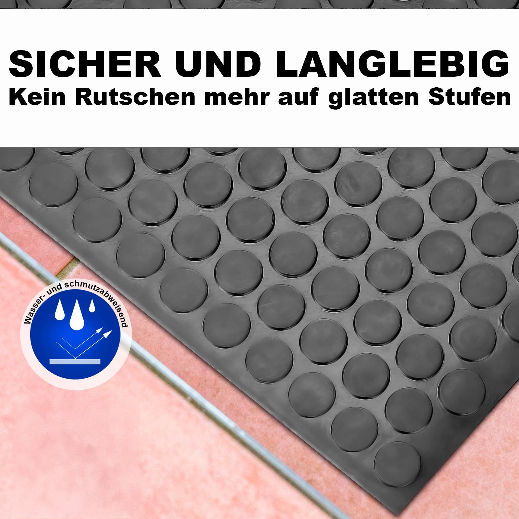 BigDean Haushalt Stufenmatten Gummi 75x25cm Anti-Rutsch 3 Stück