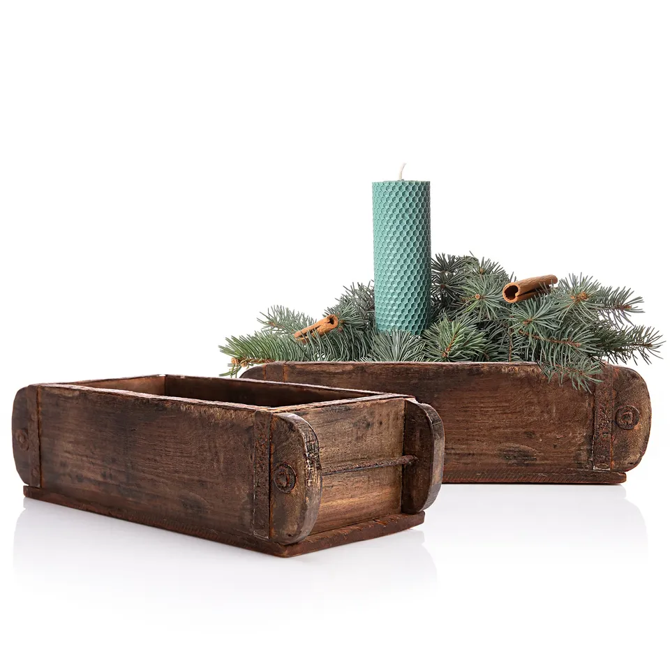 BigDean Ziegelform Holzbox 32x14,5x9 cm braun 2 Stück
