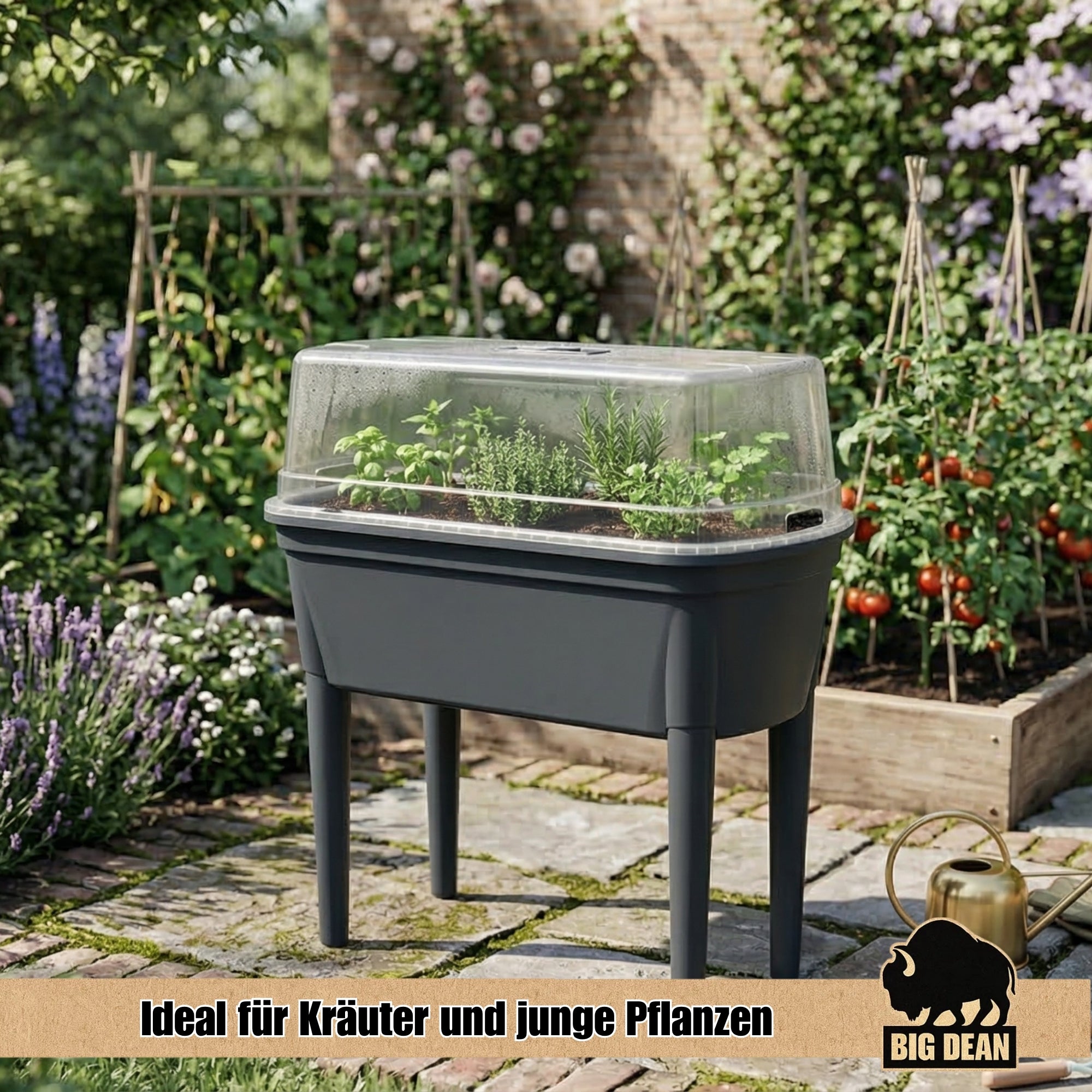 BigDean Garten & Außenbereich Hochbeet Frühbeet Anthrazit 78cm