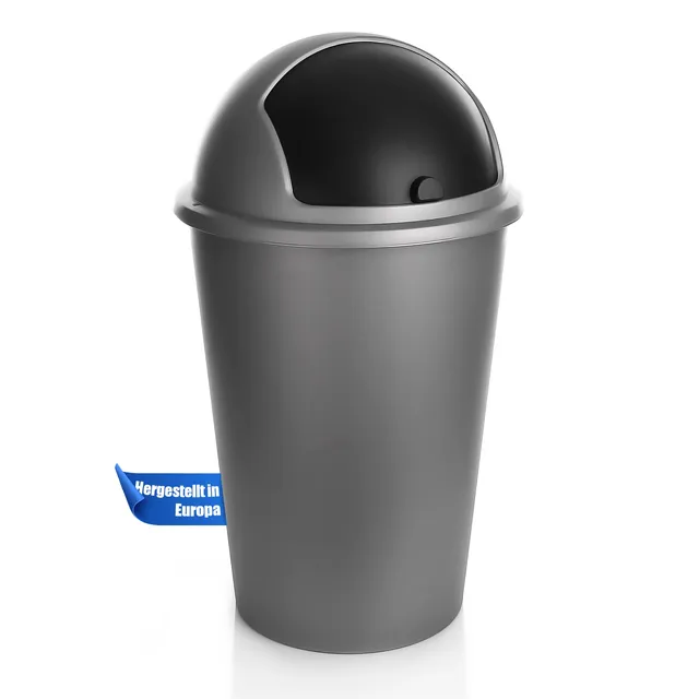 BigDean Abfalleimer 50L Grau Mülleimer Schiebedeckel