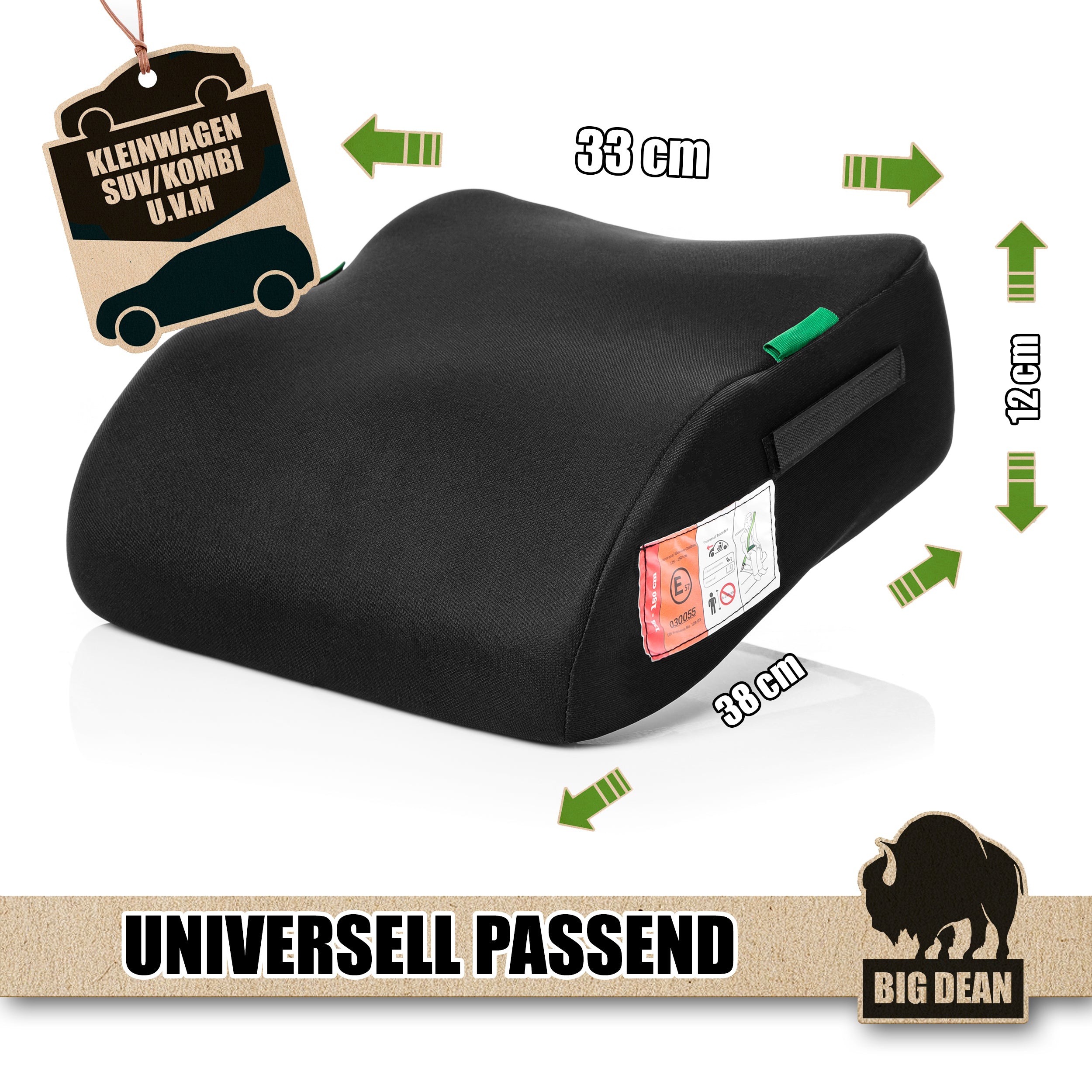 BigDean Kindersitzerhöhung i-Size R129 schwarz 135-150cm