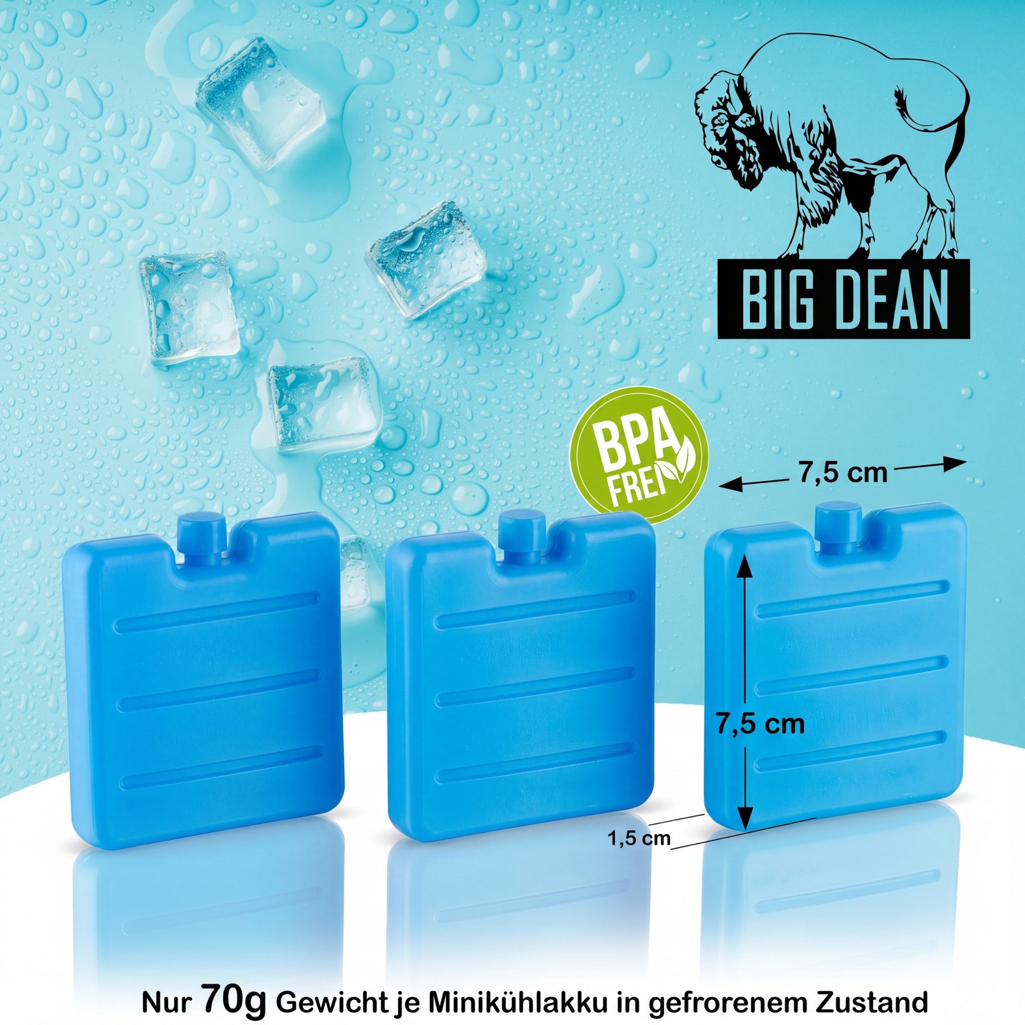 BigDean Mini Kühlakkus 6er Set 7,5cm flach Kühlpacks bunt