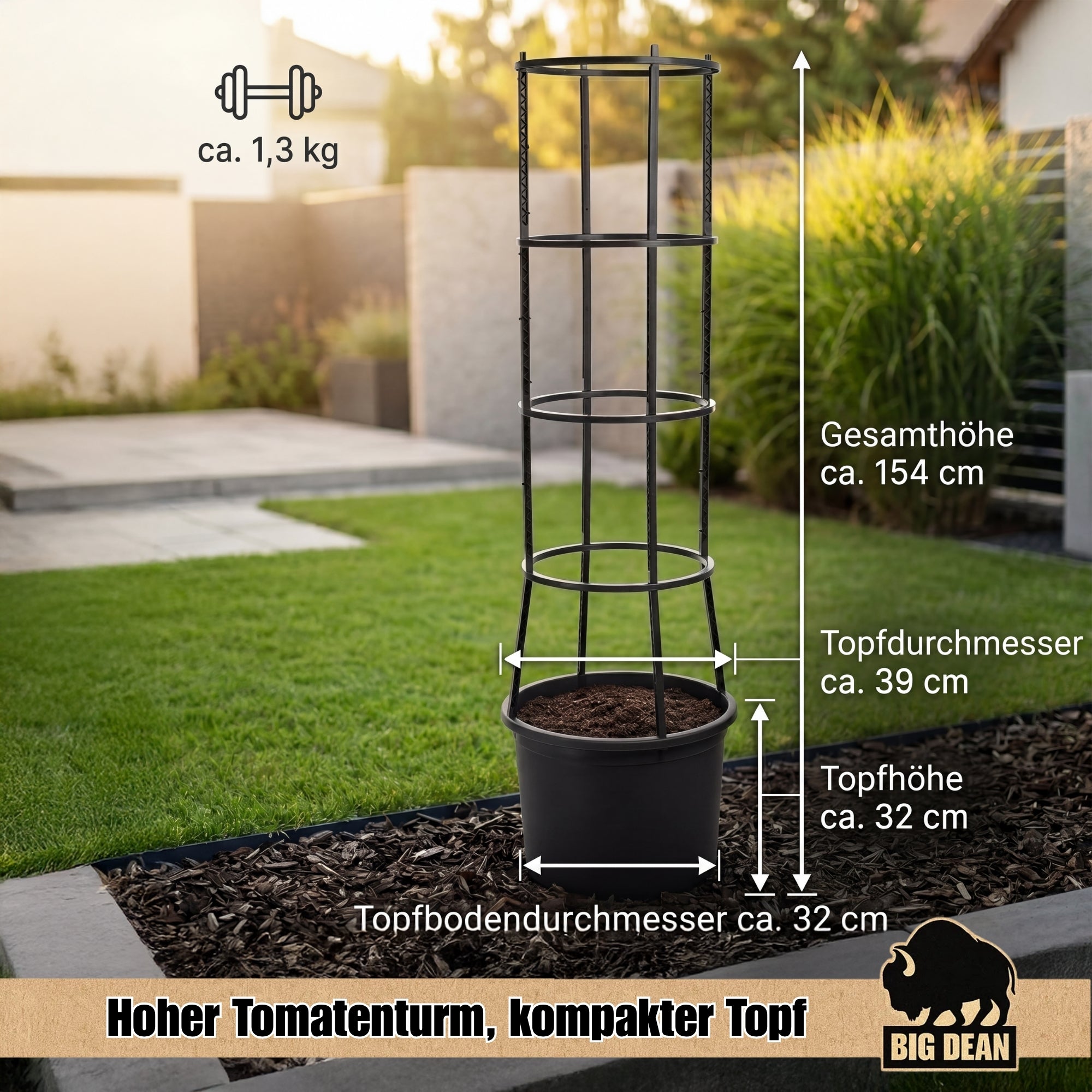 BigDean Tomatentopf XL 40 cm 5 Stück Rankhilfe