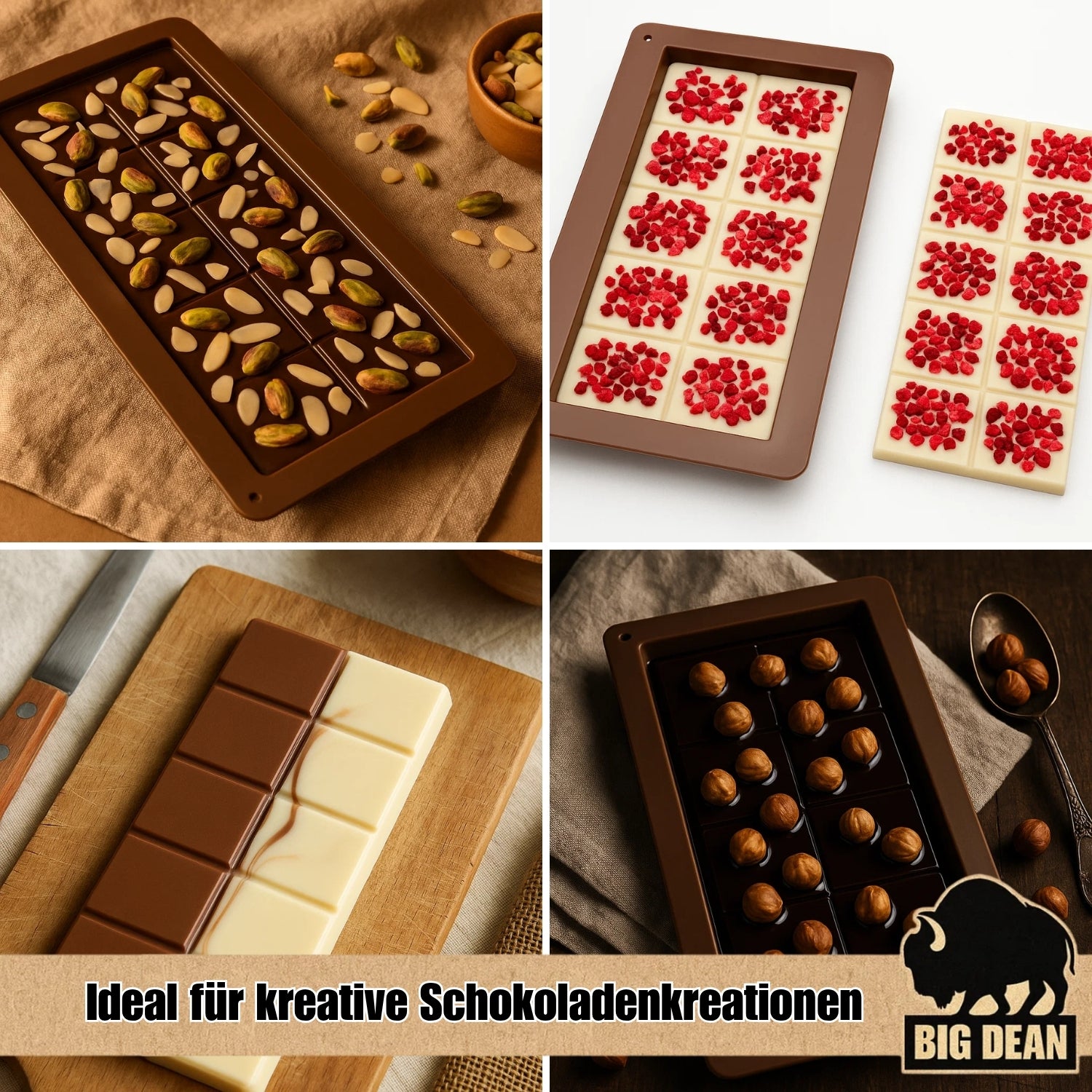 BigDean Schokoladenform Silikon tief 2er-Set Tafelform