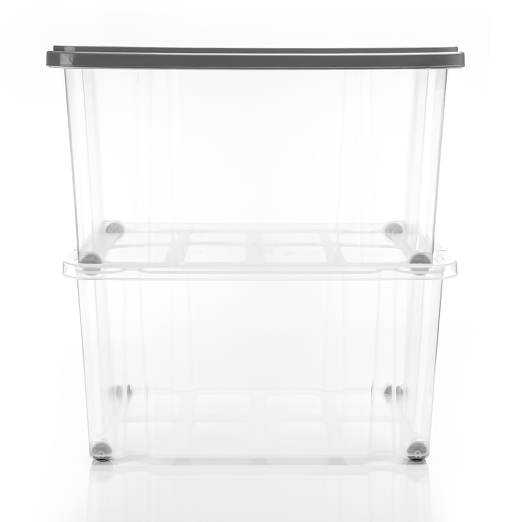 BigDean Aufbewahrung 3x 60L Aufbewahrungsbox stahlgrau transparent