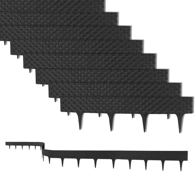 BigDean Garten Rasenkante 19,2 m 24 Elemente Rattan anthrazit
