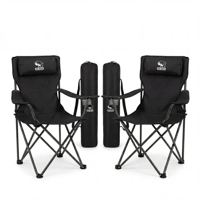 BigDean Garten Campingstuhl XXL 150 kg 2er Set mit Halter