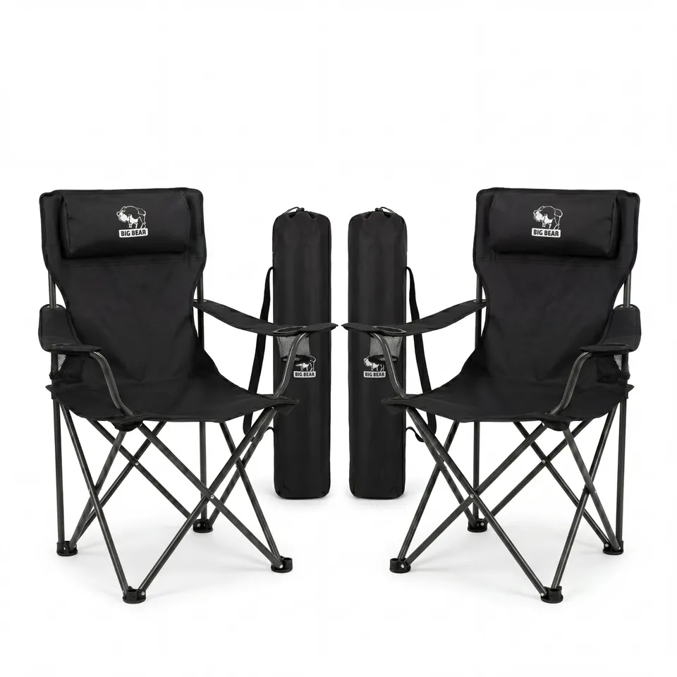 BigDean Garten Campingstuhl XXL 150 kg 2er Set mit Halter