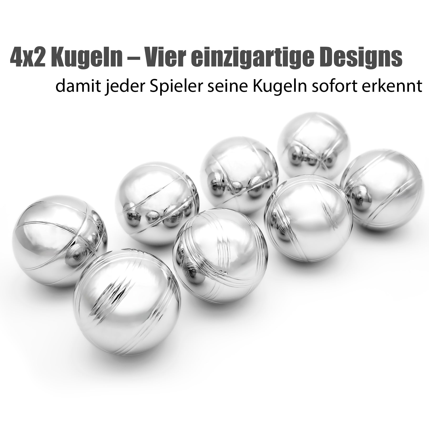 BigDean Boule Set 8 Kugeln verchromt silber mit Tasche