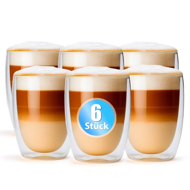 BigDean Küche Latte Macchiato Gläser 300 ml 6 Stück doppelwandig