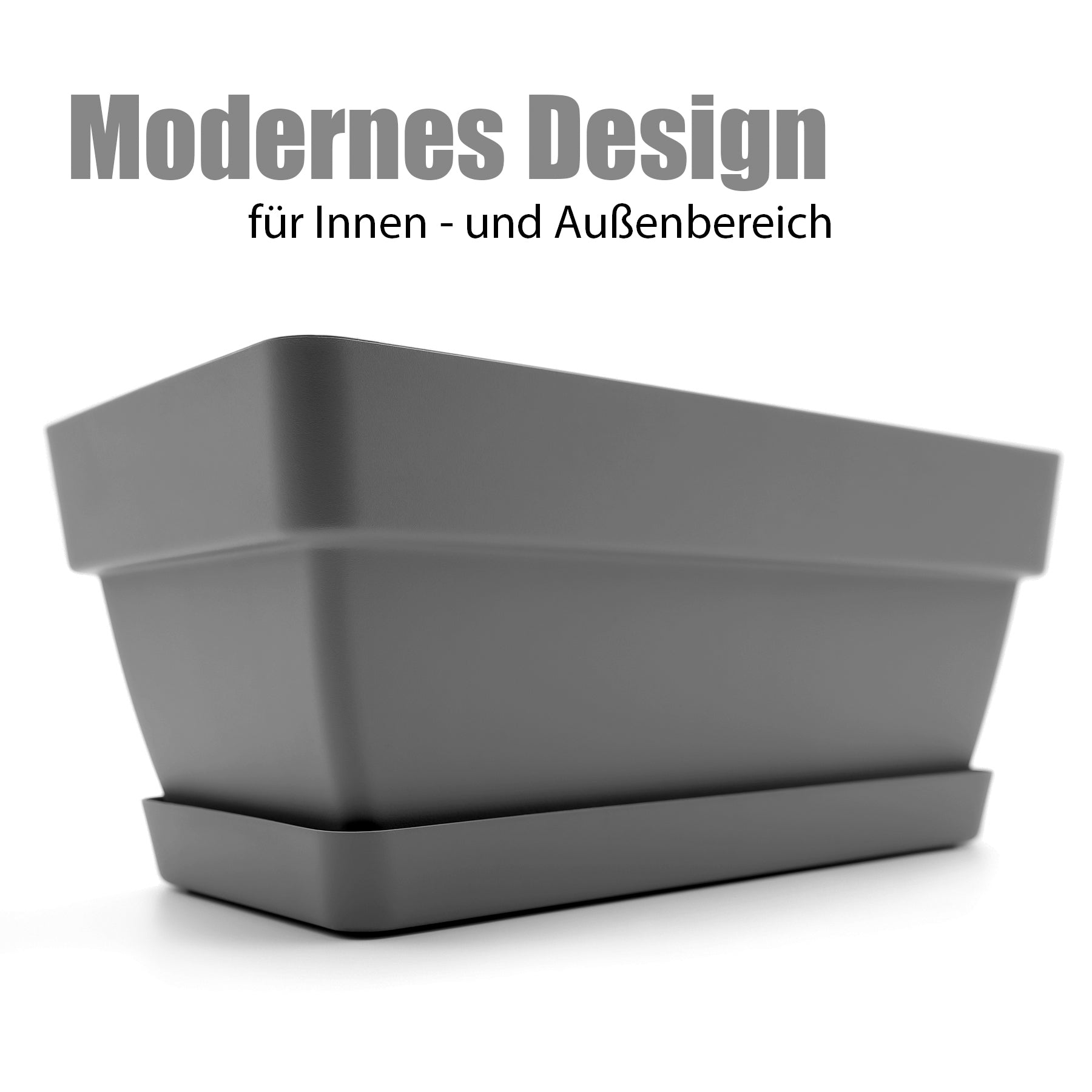 BigDean Balkonkasten 40cm 3er Anthrazit Kunststoff
